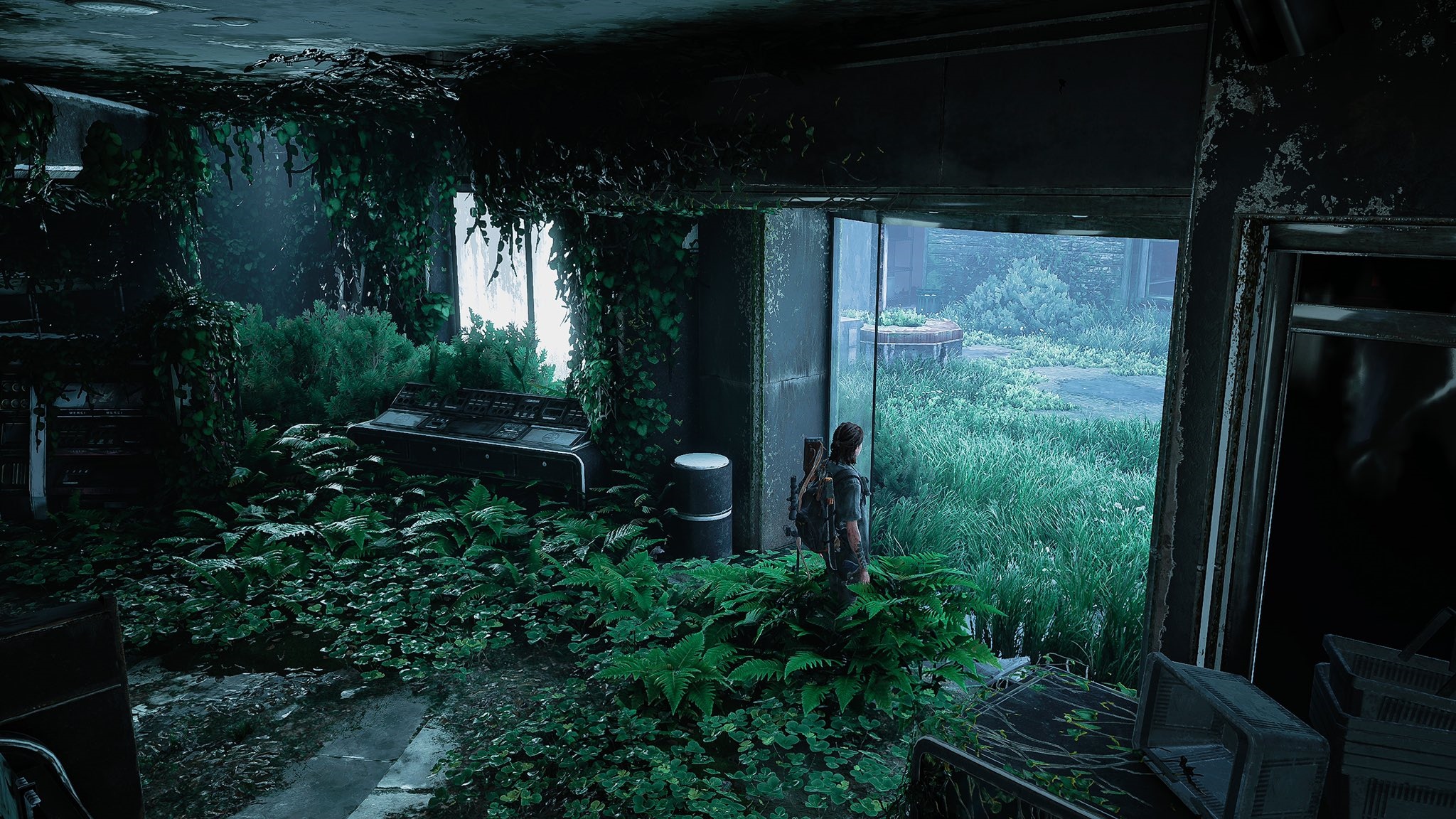 The Last of Us 2: Overgrown Interior with Character HD Wallpaper