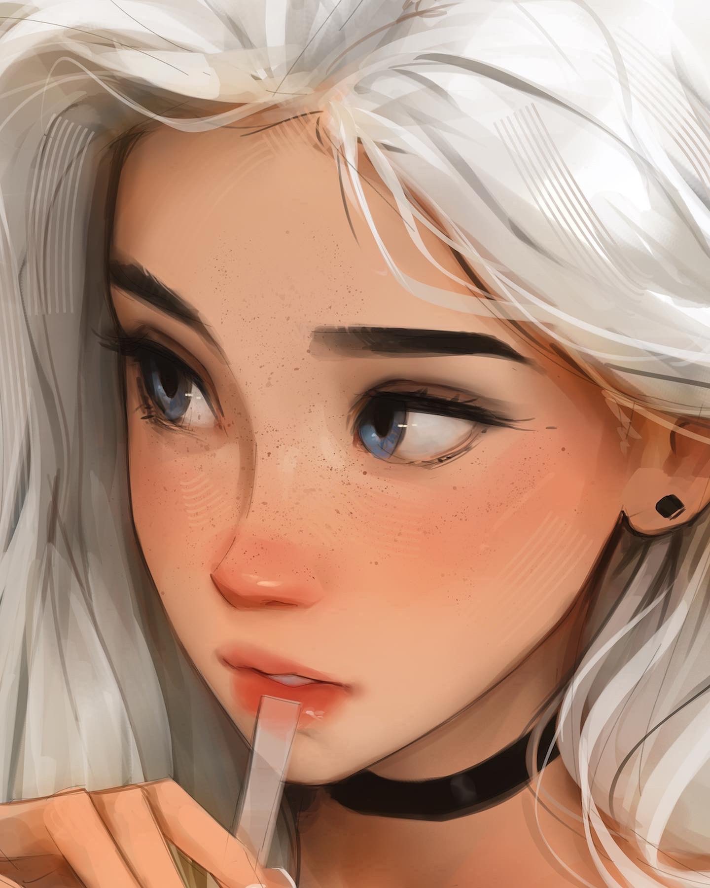 Artwork of a woman by Sam Yang HD Phone Wallpaper