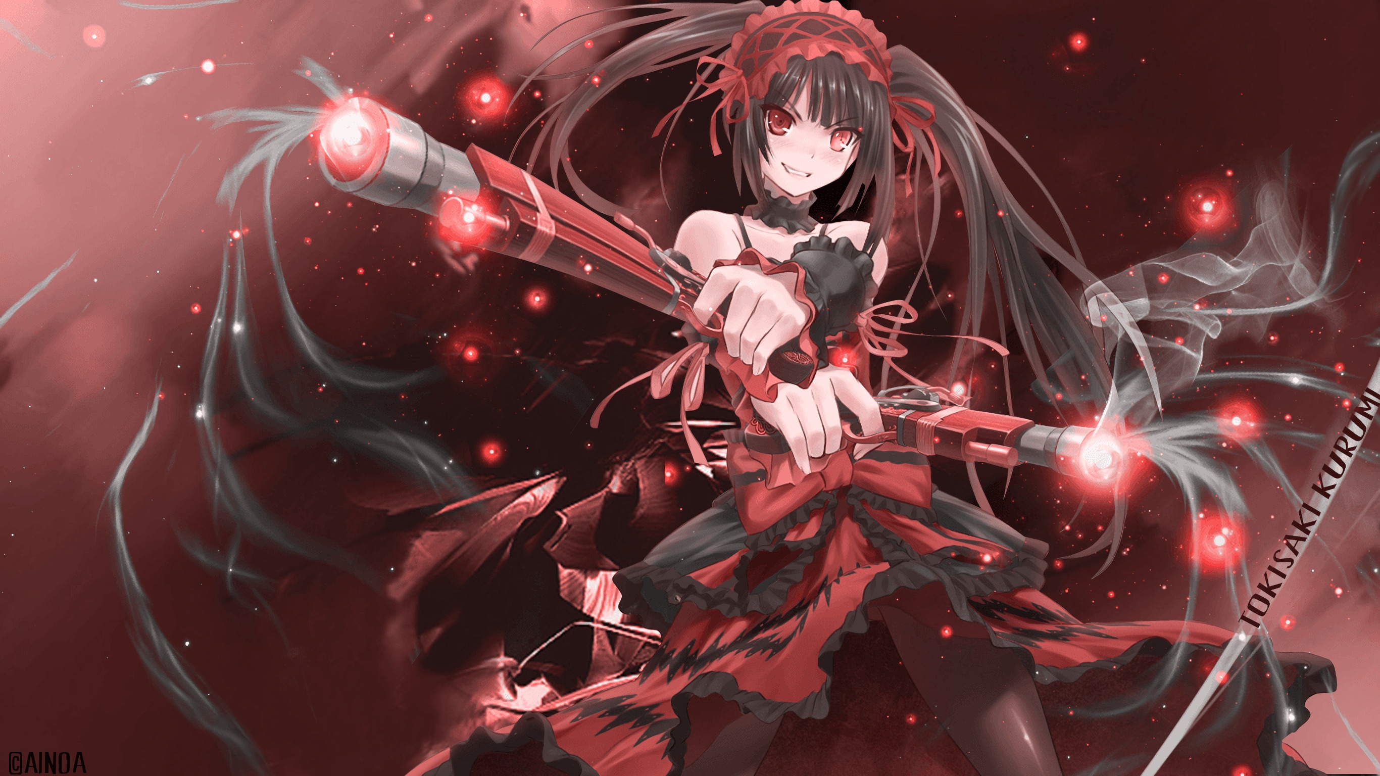 Tokisaki Kurumi with Guns from Date A Live HD Wallpaper