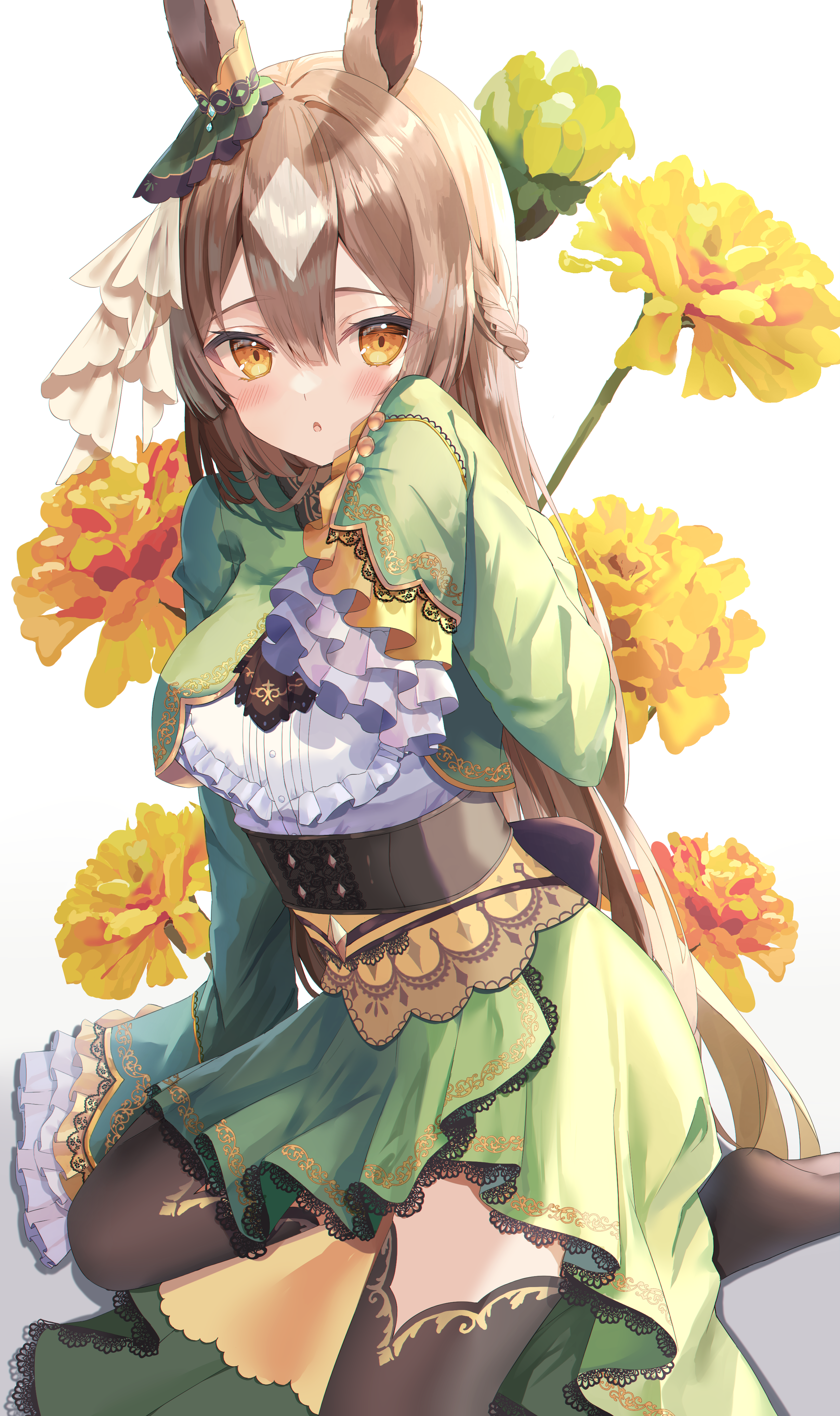 Satono Diamond from Uma Musume Pretty Derby with flowers HD Phone Wallpaper
