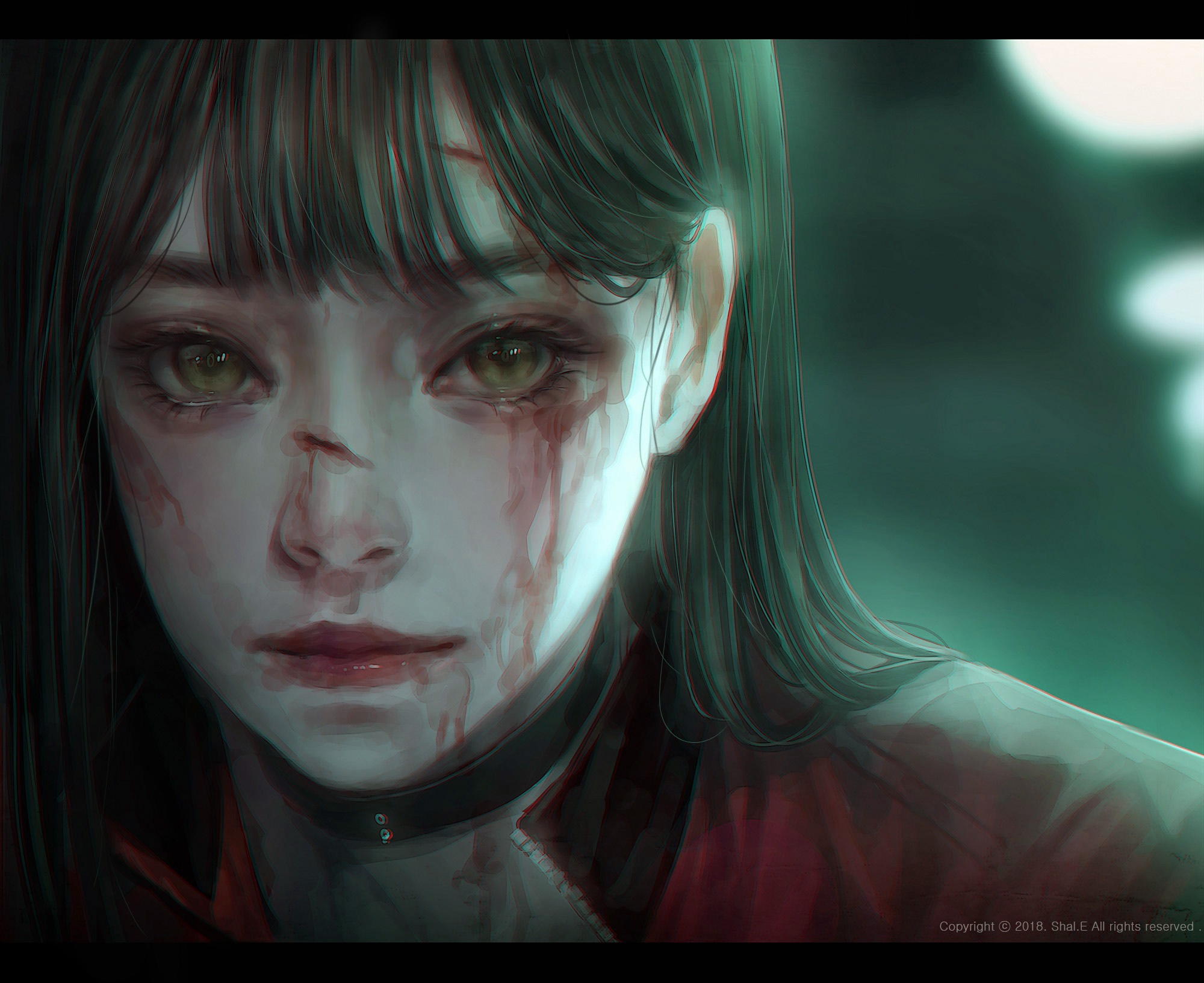 Woman with blood on her face HD Wallpaper