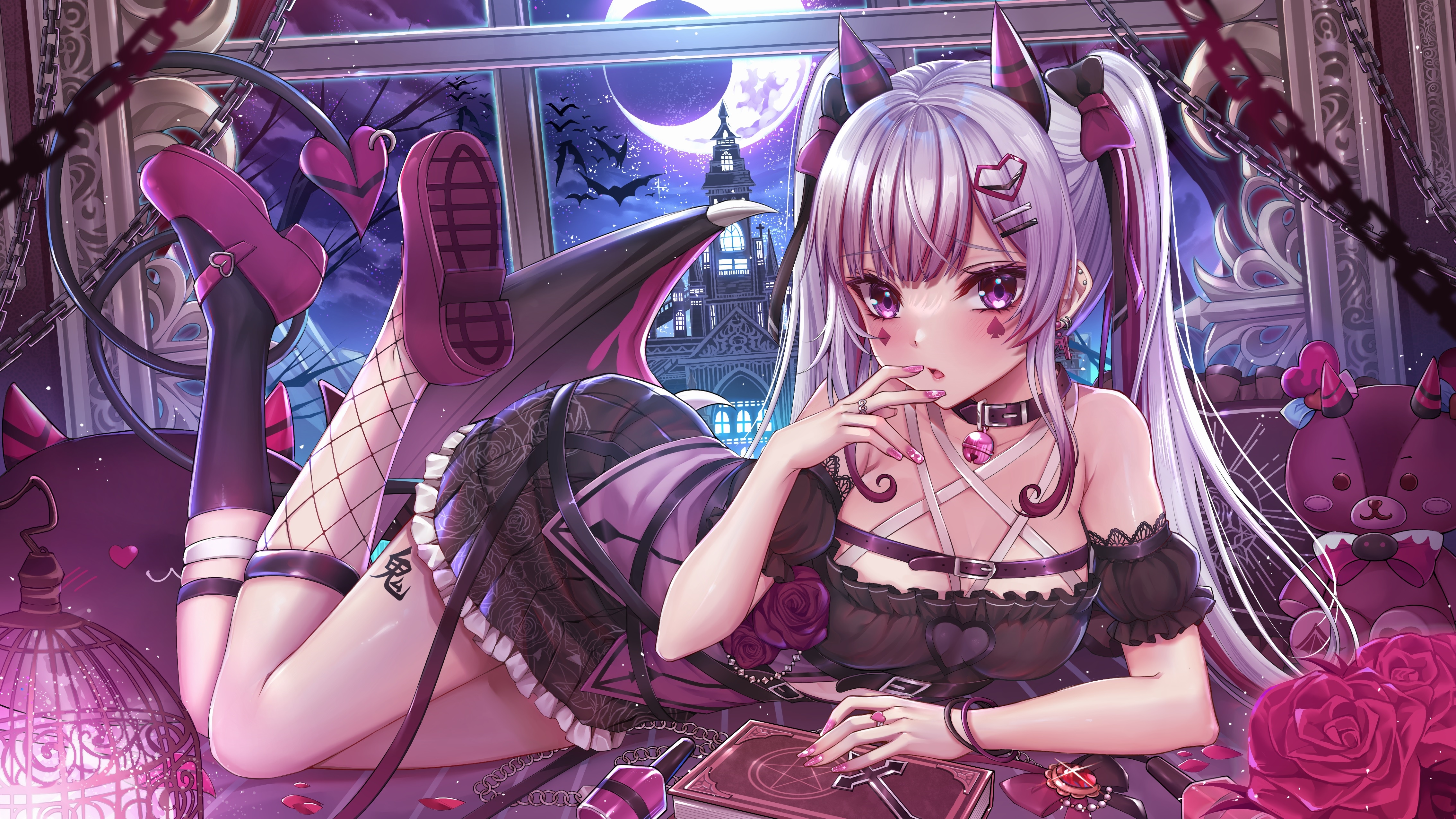 4K Gu Li succubus with feet in the air HD Wallpaper