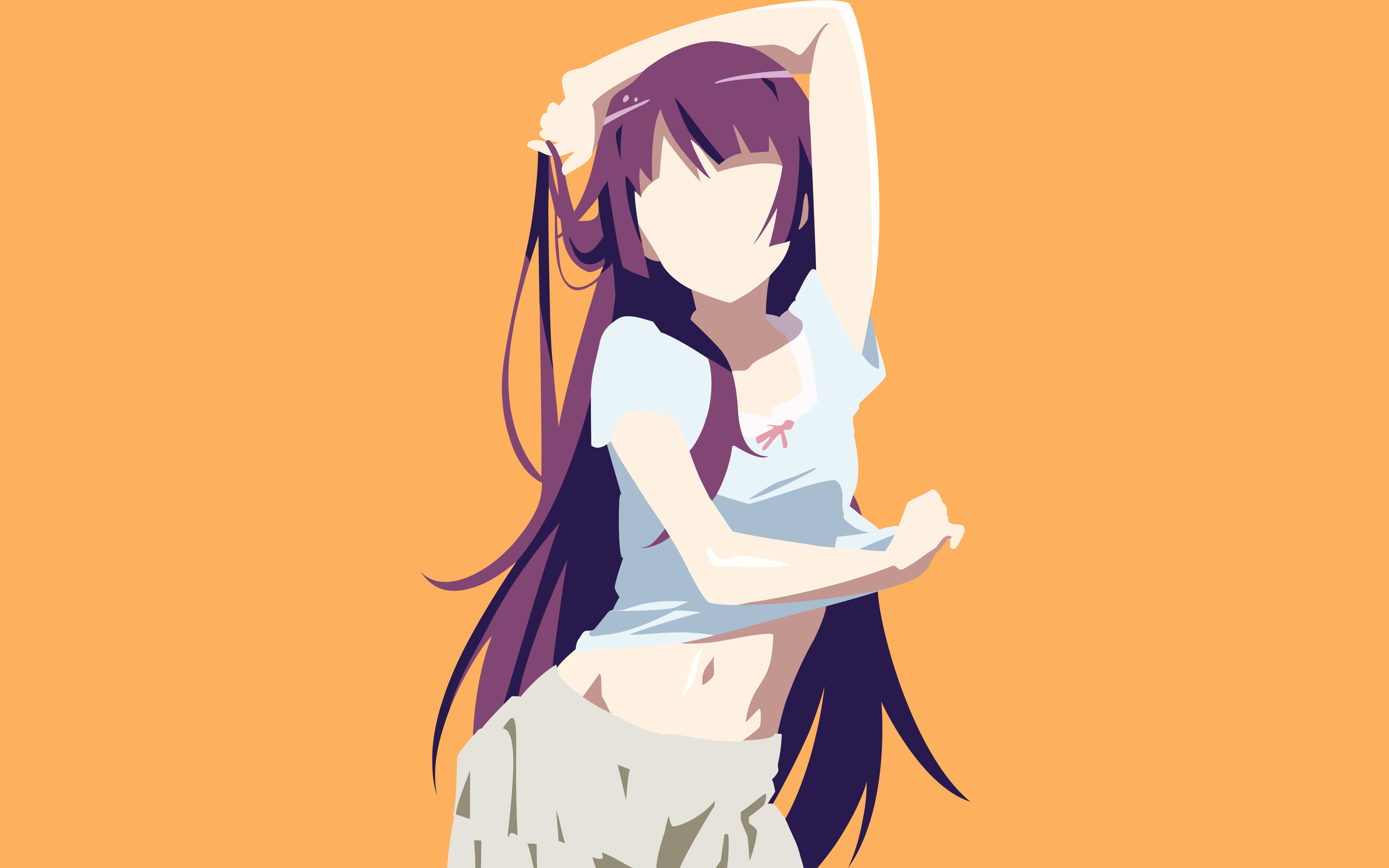 4K Monogatari Series Senjougahara Hitagi Vector Art HD Wallpaper