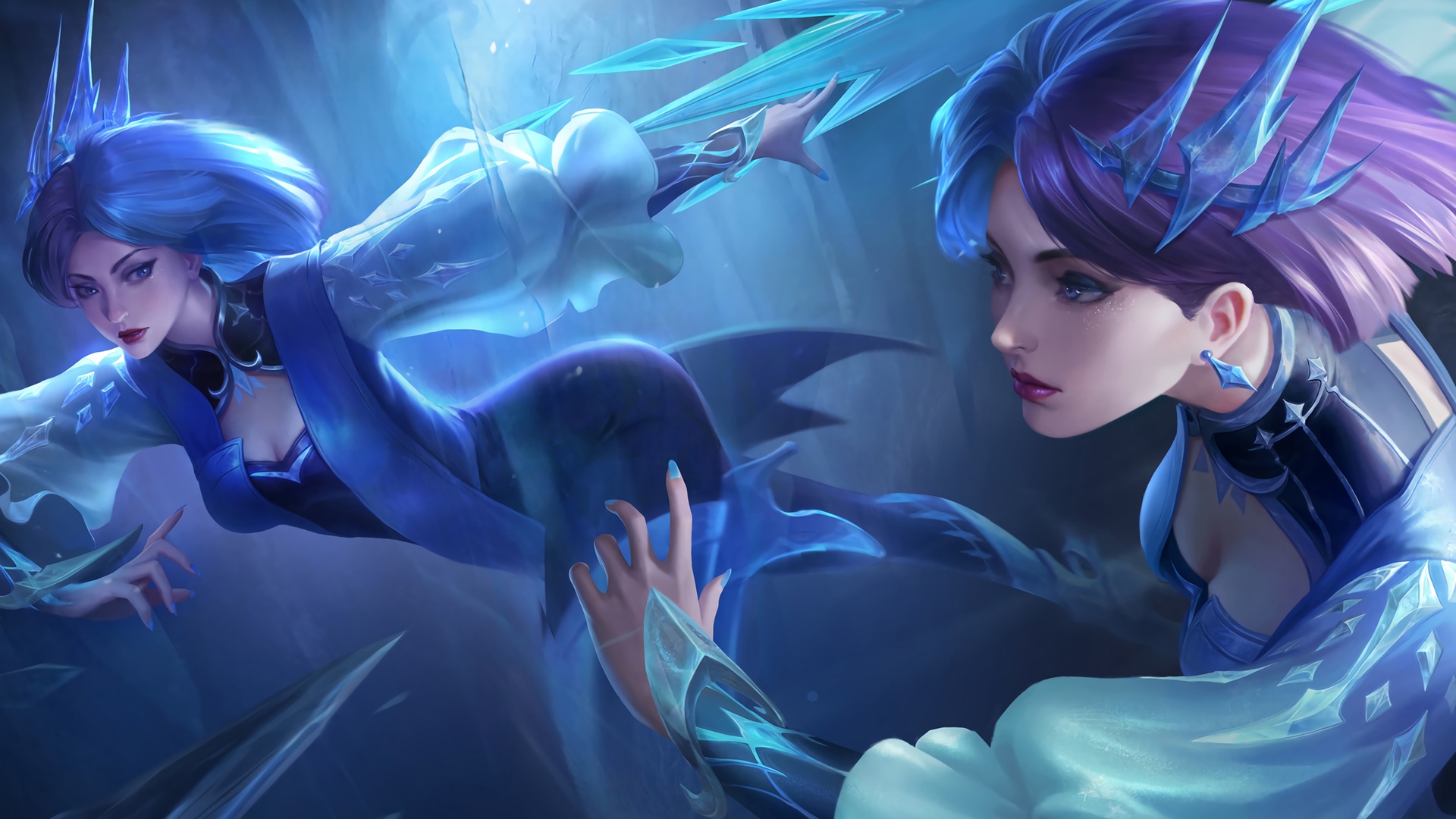 Honor of Kings: Ice Queen with Blue Hair HD Wallpaper
