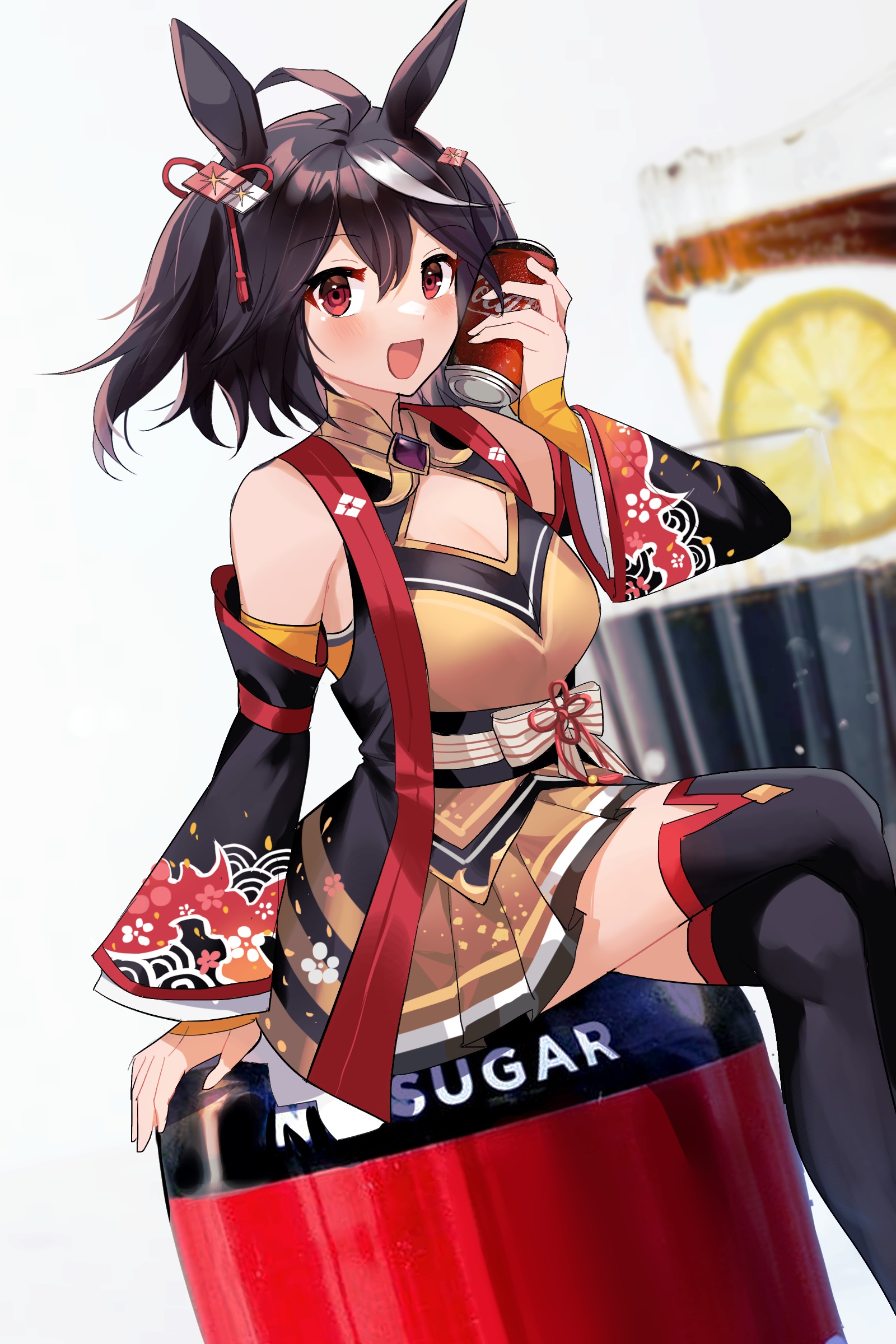 Kitasan Black from Uma Musume holding a soda can HD Phone Wallpaper