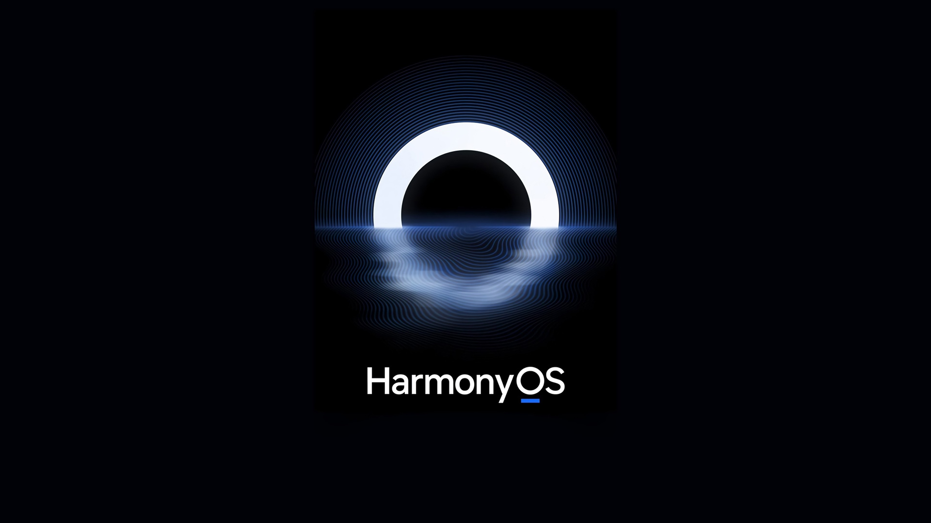 HarmonyOS logo with abstract glowing arch and reflection HD Wallpaper