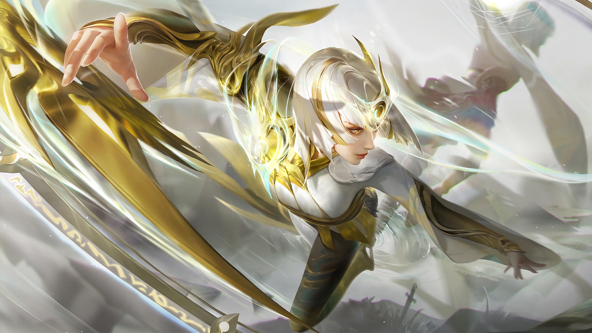 Honor of Kings anime game character with golden armor HD Wallpaper