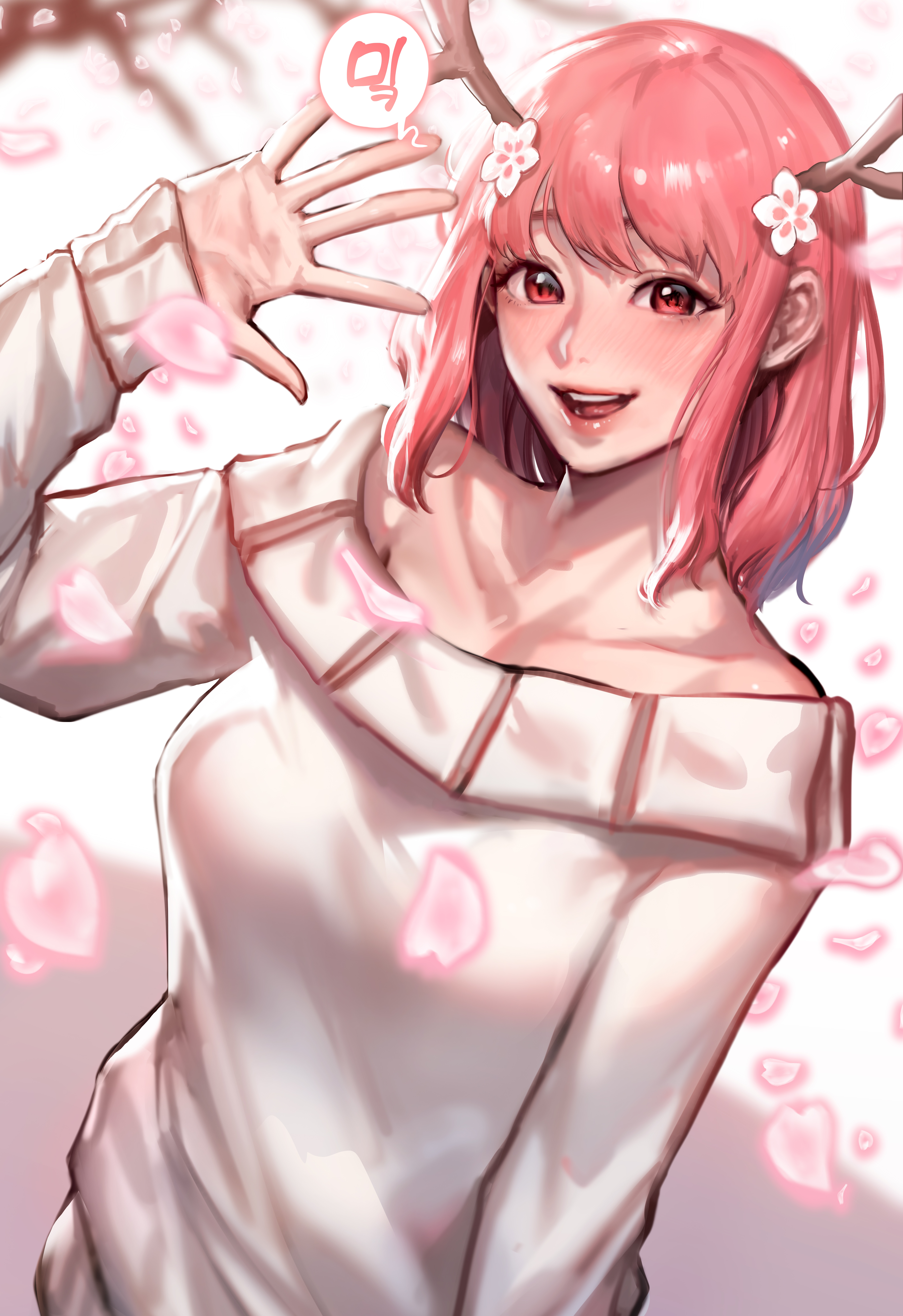 4K Anime girl with pink hair and cherry blossoms HD Phone Wallpaper