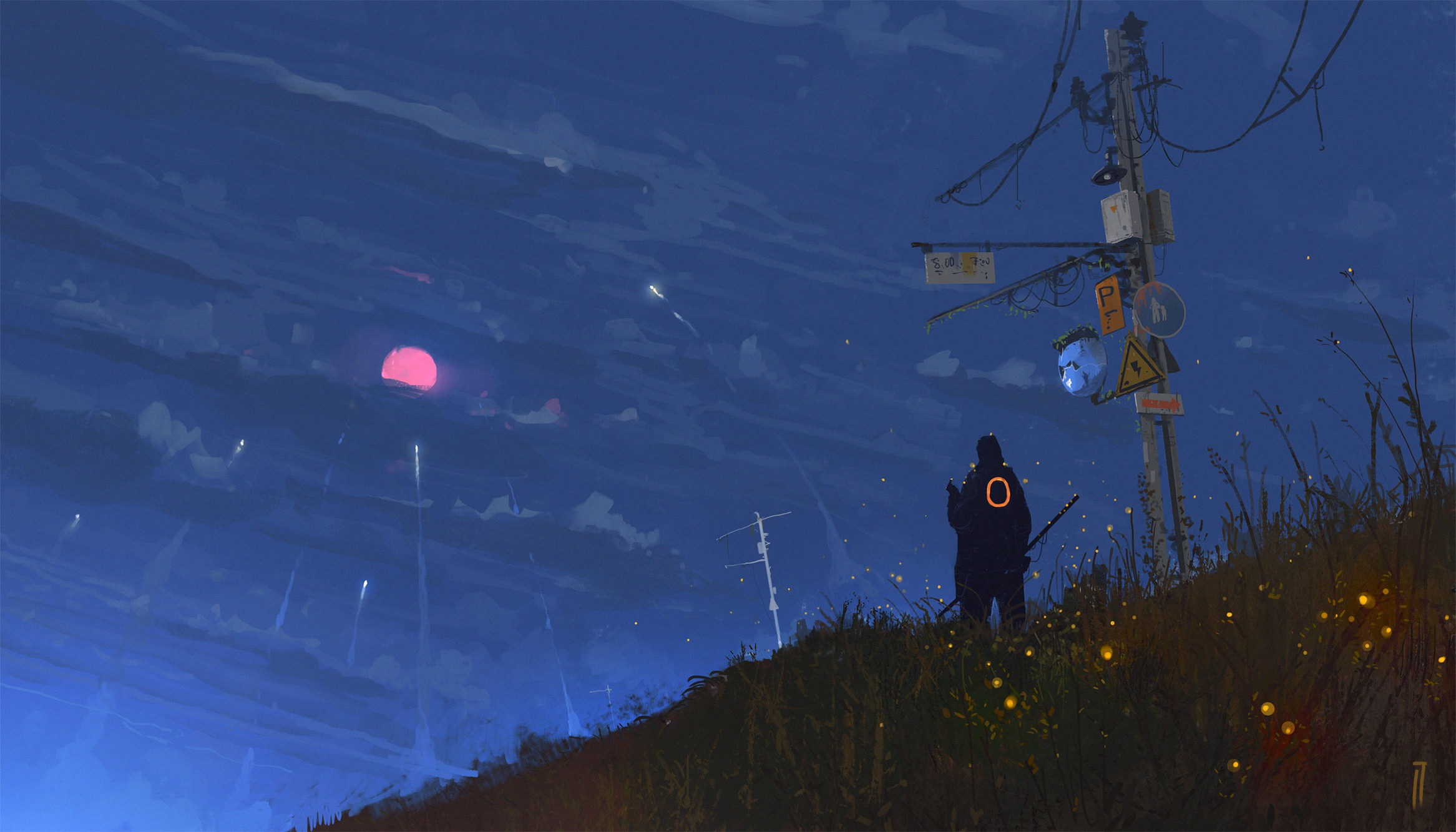 Ismail Inceoglu's artwork of a person with an 'O' symbol HD Wallpaper