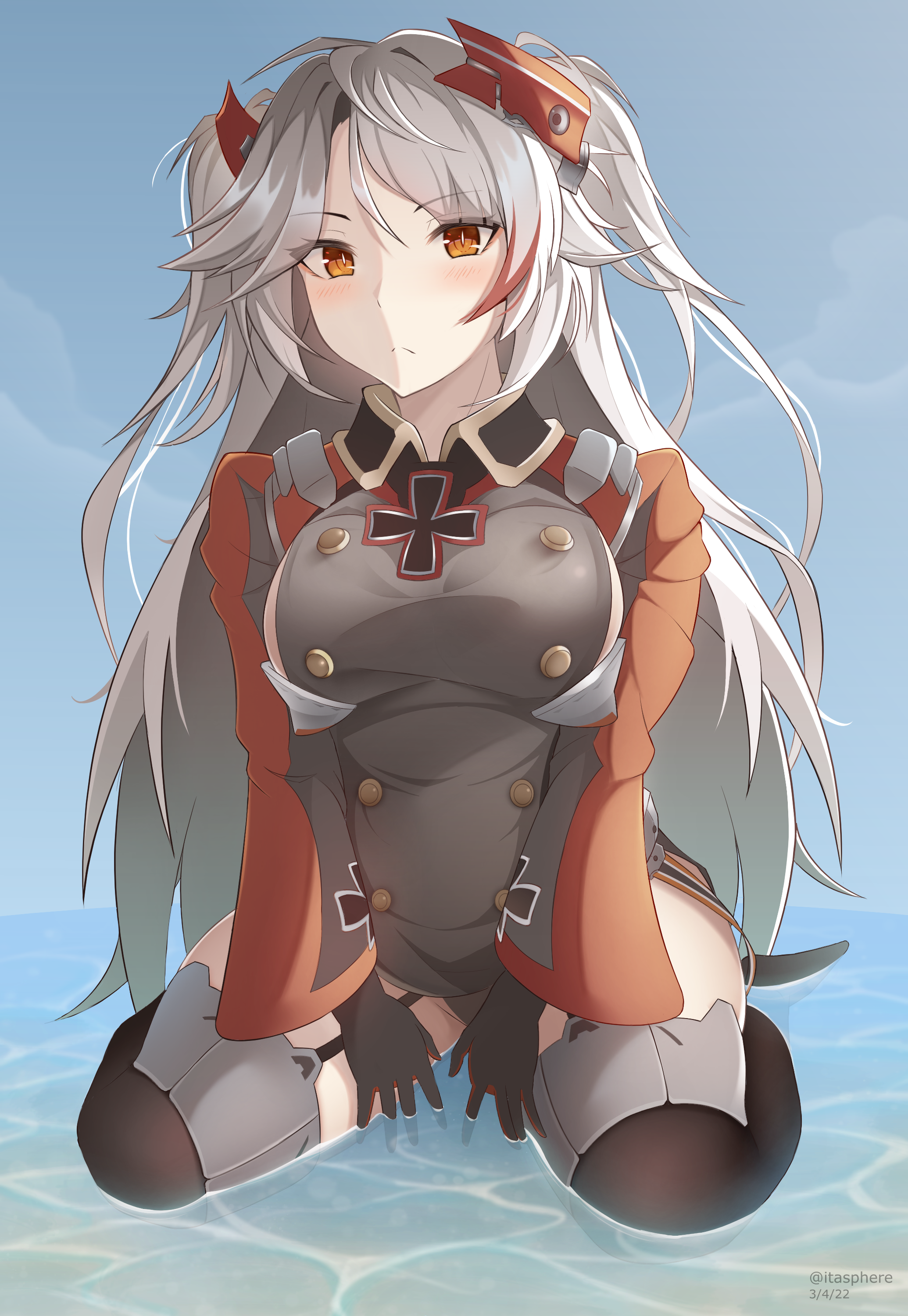 Prinz Eugen from Azur Lane in a military uniform HD Phone Wallpaper