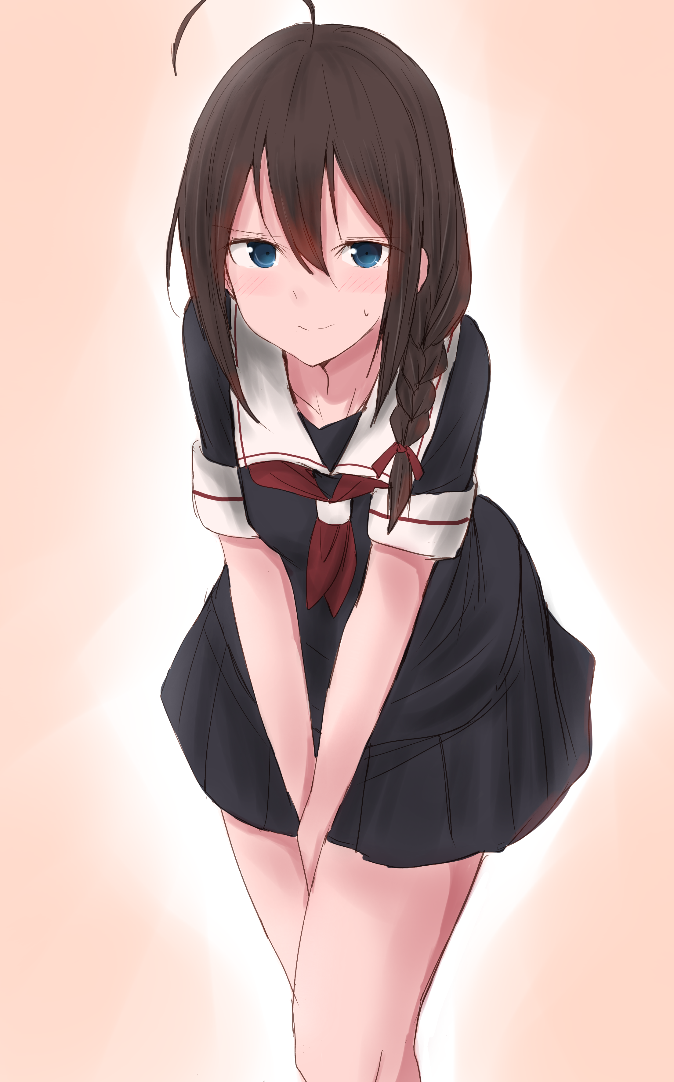 Shigure from Kantai Collection in a school uniform HD Phone Wallpaper