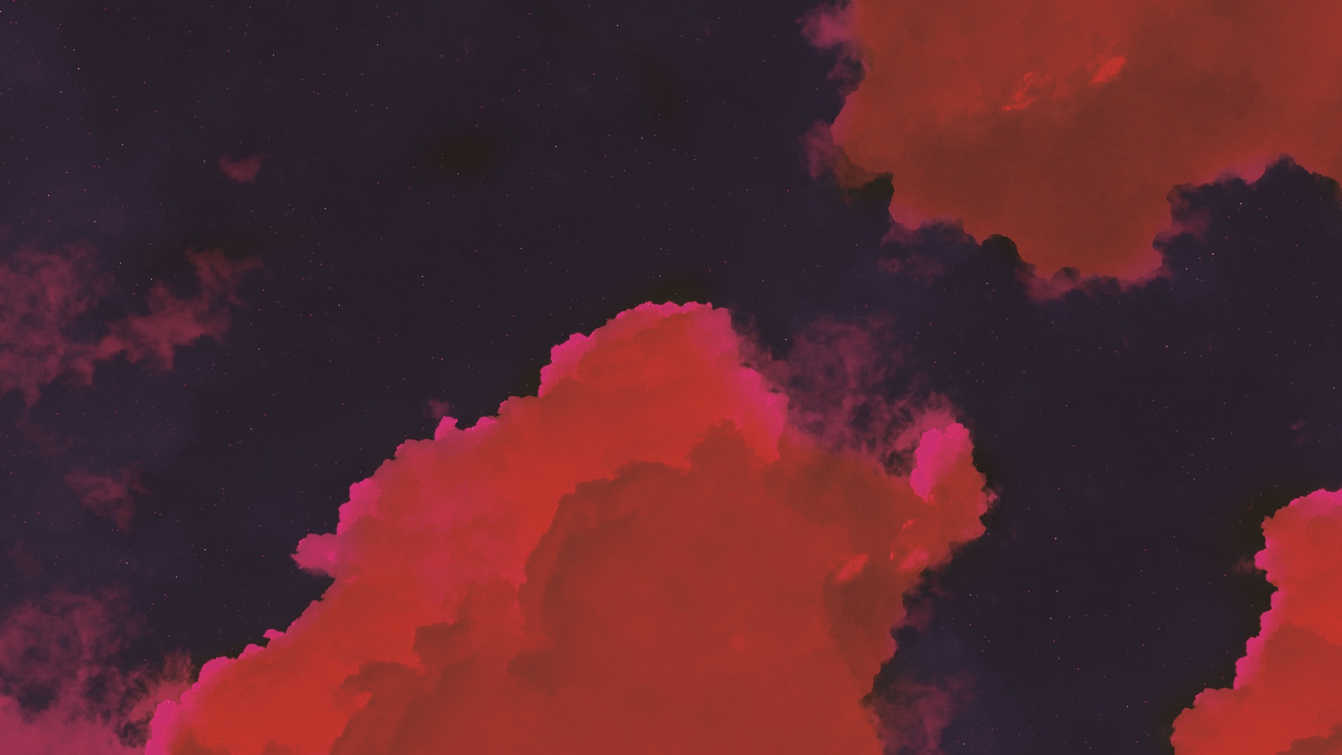 Red clouds against a starry night sky HD Wallpaper
