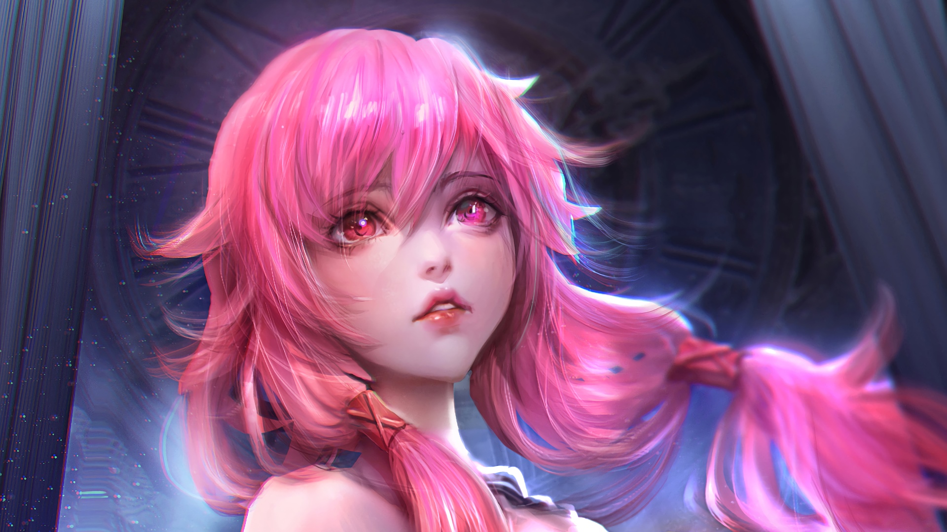 Yuzuriha Inori from Guilty Crown with pink hair and eyes HD Wallpaper