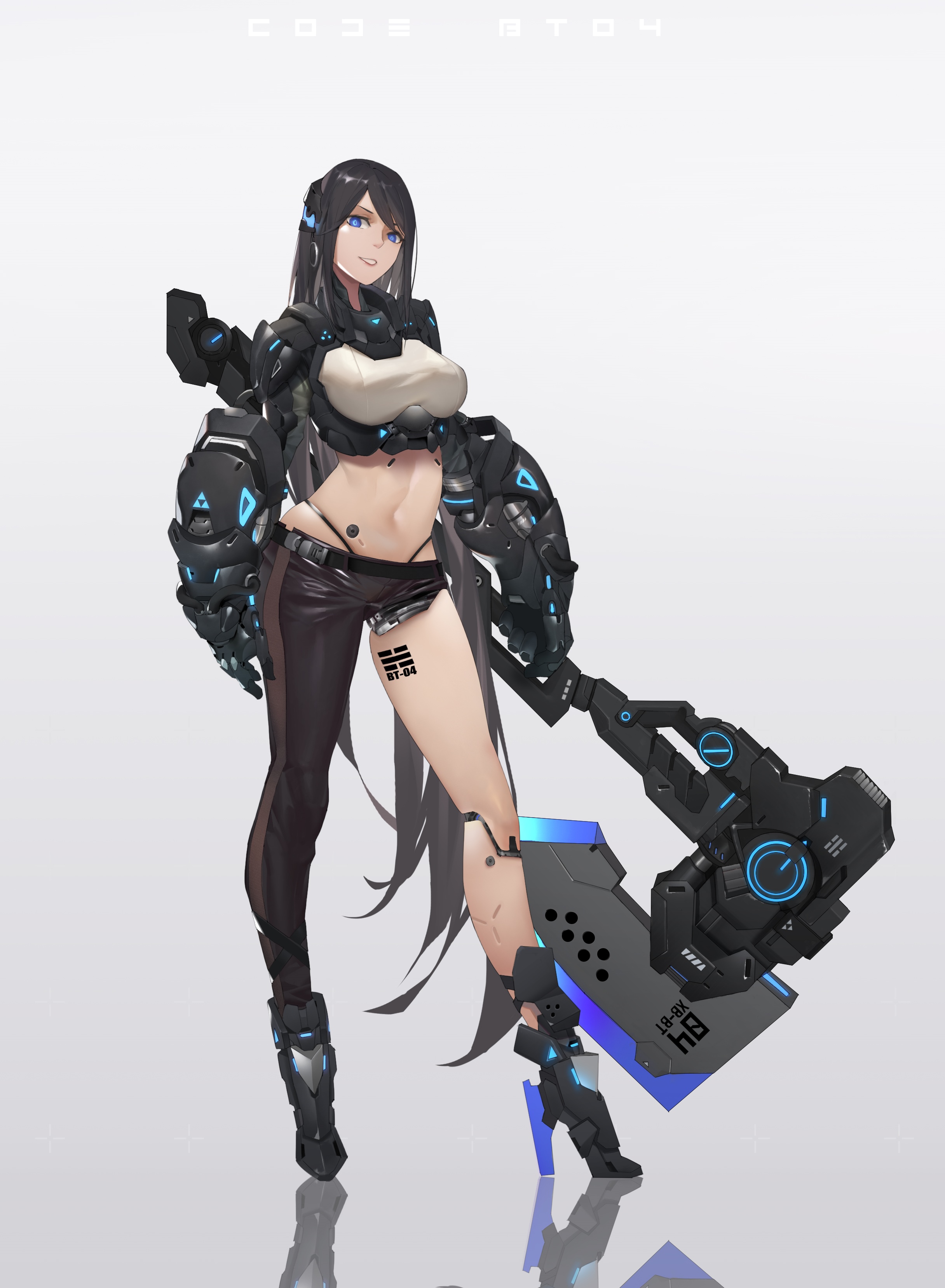 Mecha girl with a large axe HD Phone Wallpaper