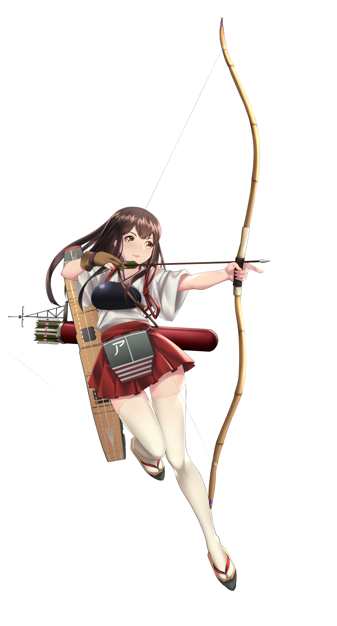 Akagi from Kantai Collection with a bow and arrow HD Phone Wallpaper
