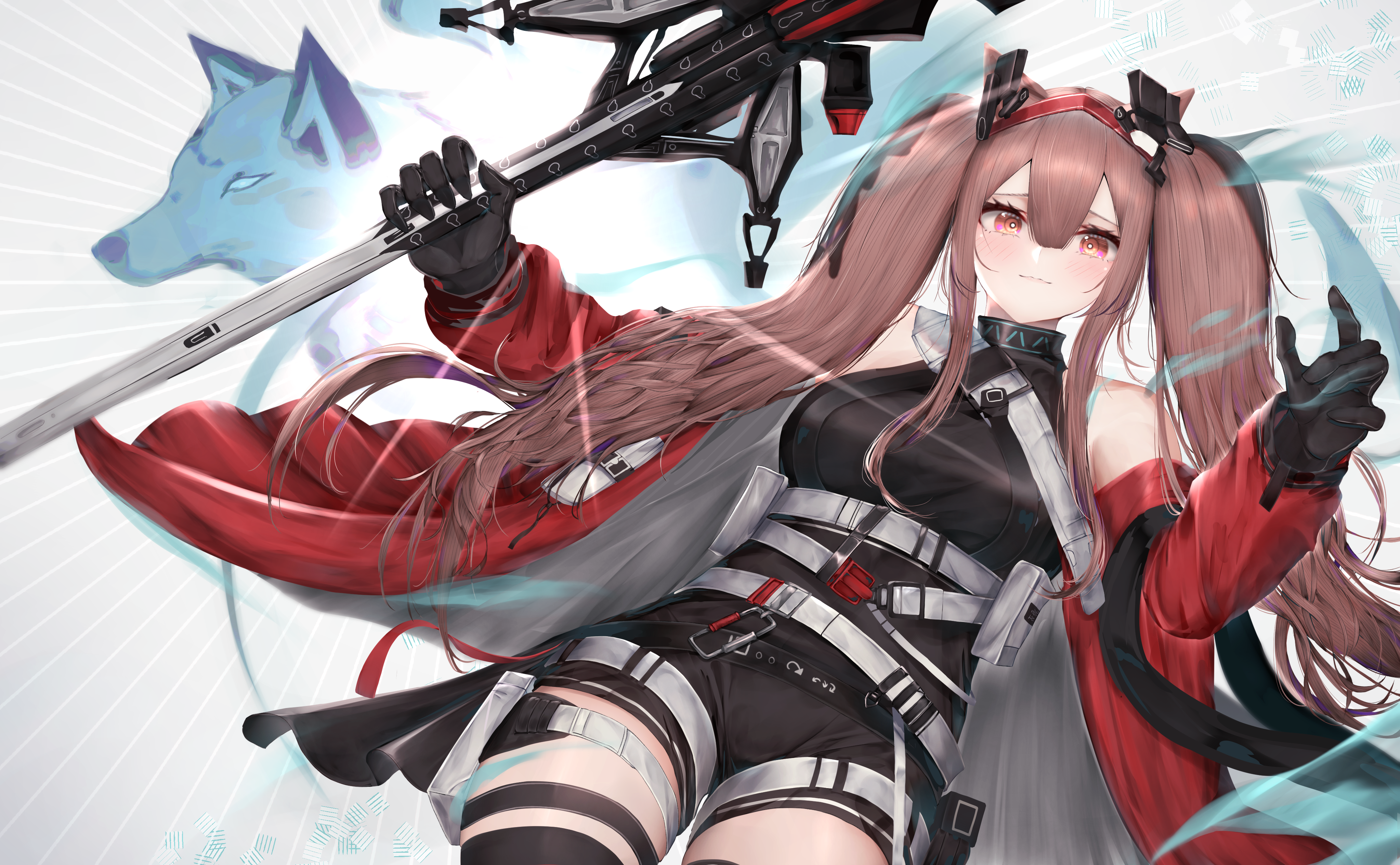 4K Angelina from Arknights with a wolf spirit HD Wallpaper
