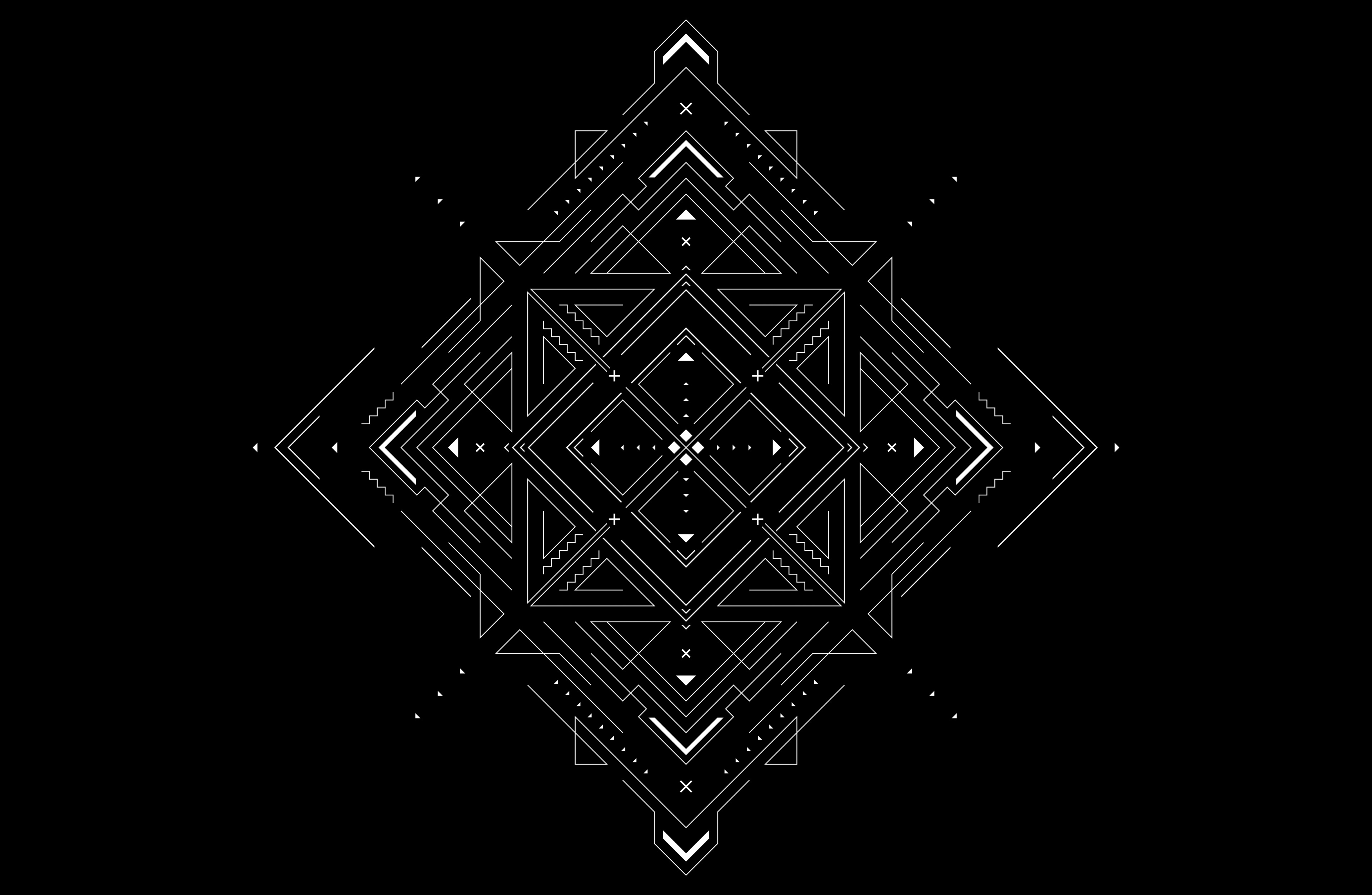 Monochrome geometric abstract design with lines HD Wallpaper
