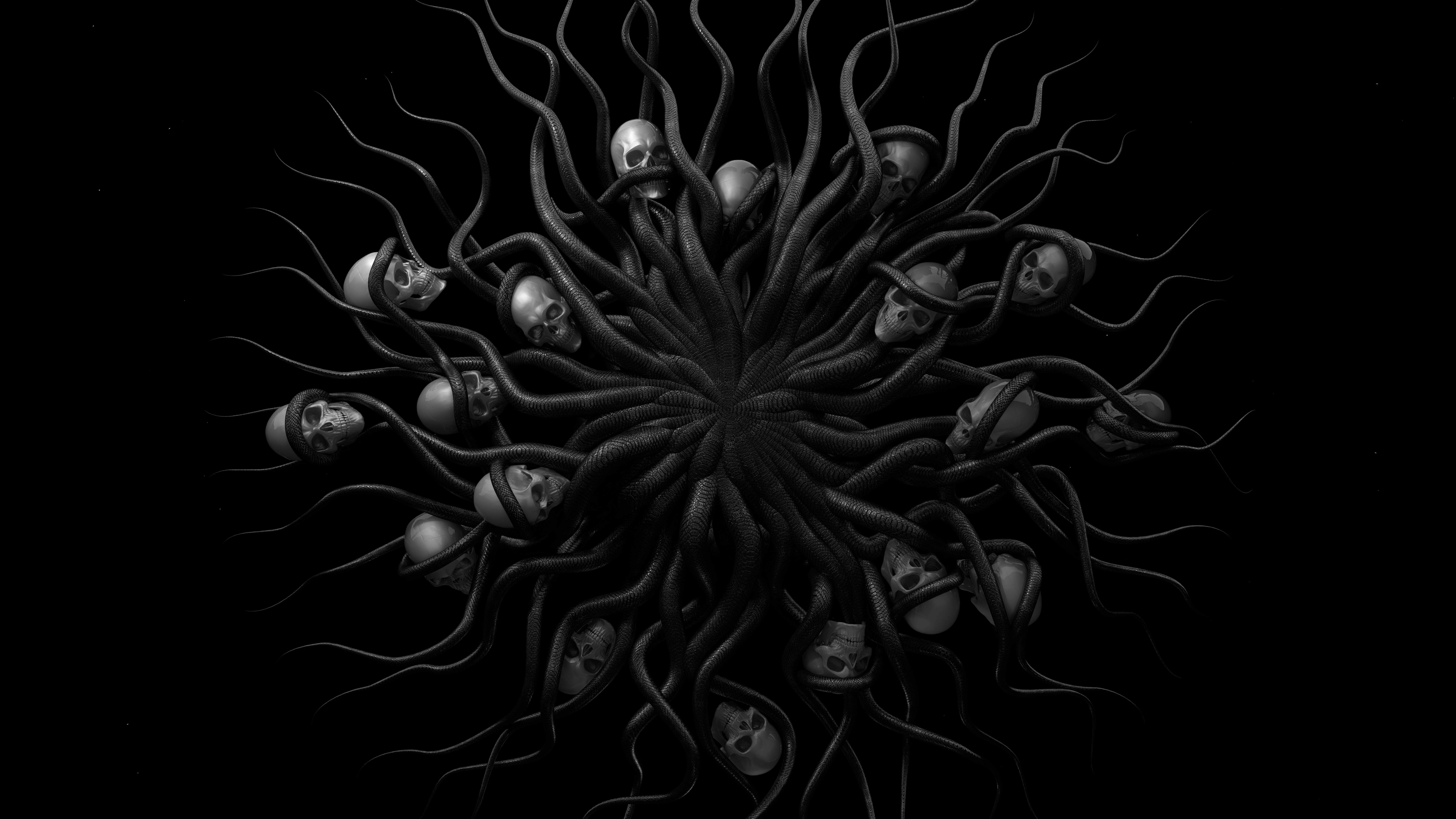 Dark Tentacles and Skulls Pattern HD Wallpaper