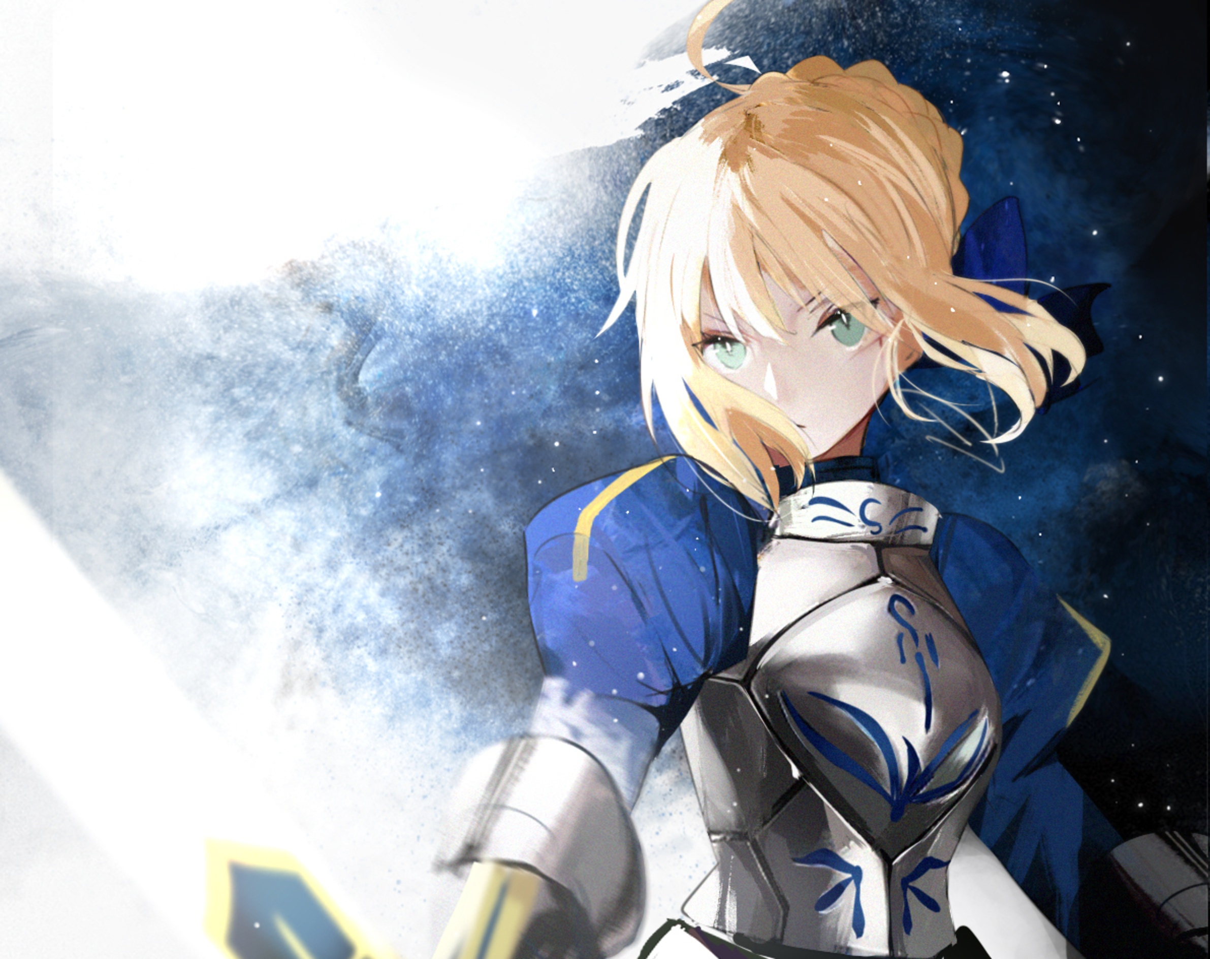 Saber Artoria Pendragon from Fate/Stay Night with Excalibur HD Wallpaper