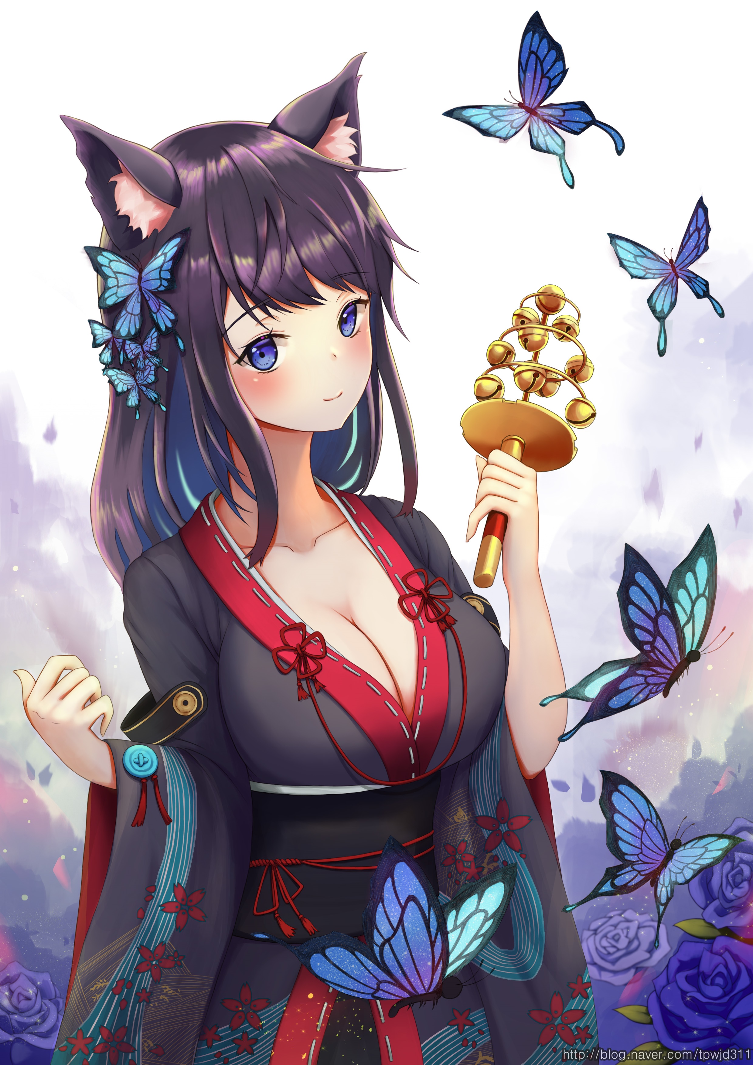 Fusou from Azur Lane with butterflies HD Phone Wallpaper
