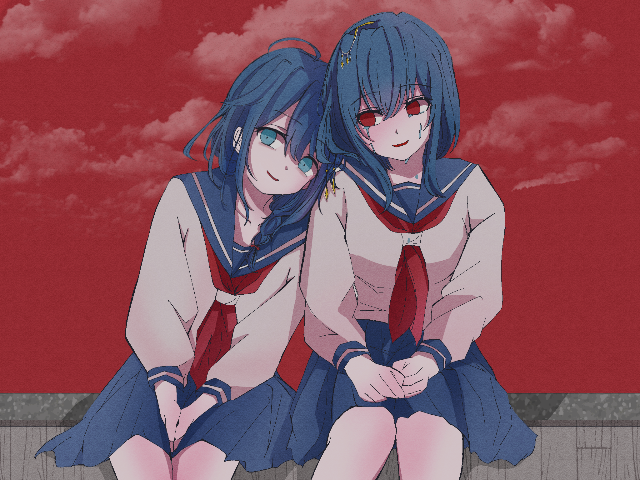 Shigure and Yamashiro in School Uniforms HD Wallpaper