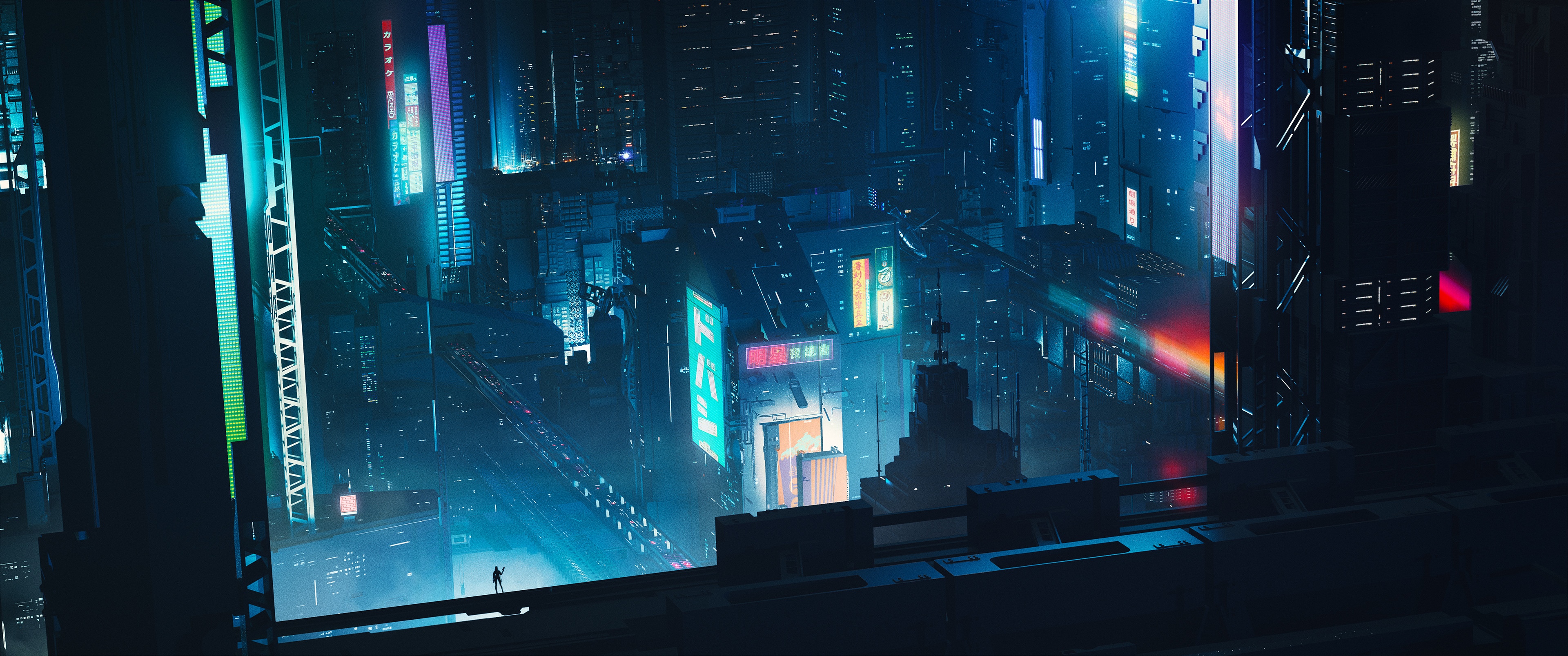 4K Cyberpunk Futuristic Cityscape HD Wallpaper