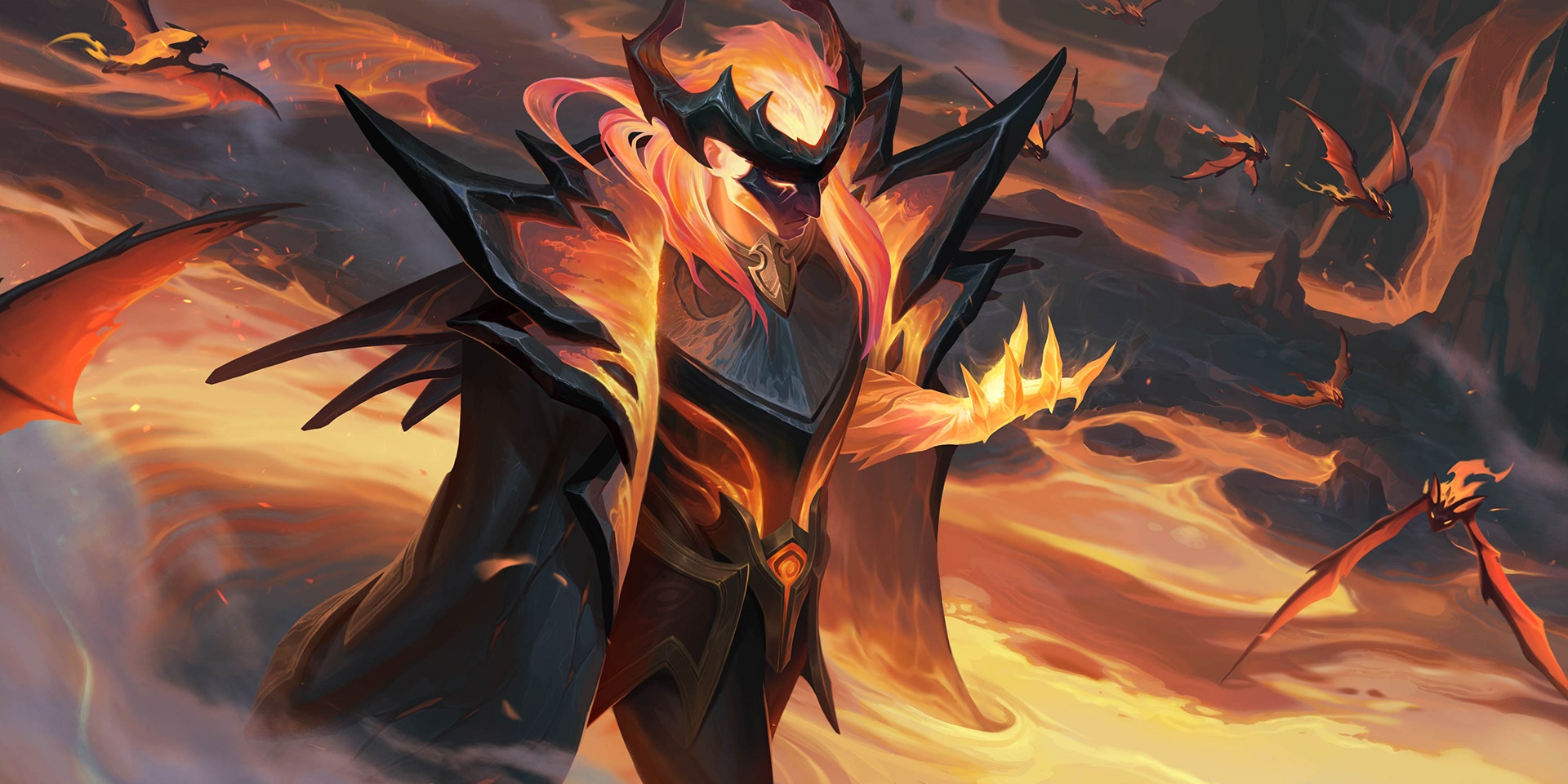 Swain surrounded by dragons in League of Legends art HD Wallpaper