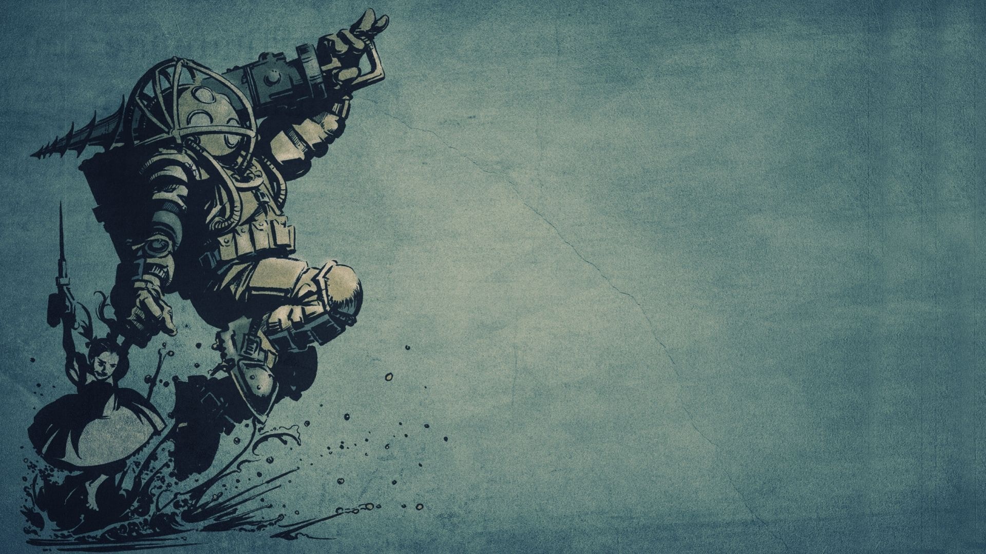 Big Daddy and Little Sister from BioShock HD Wallpaper