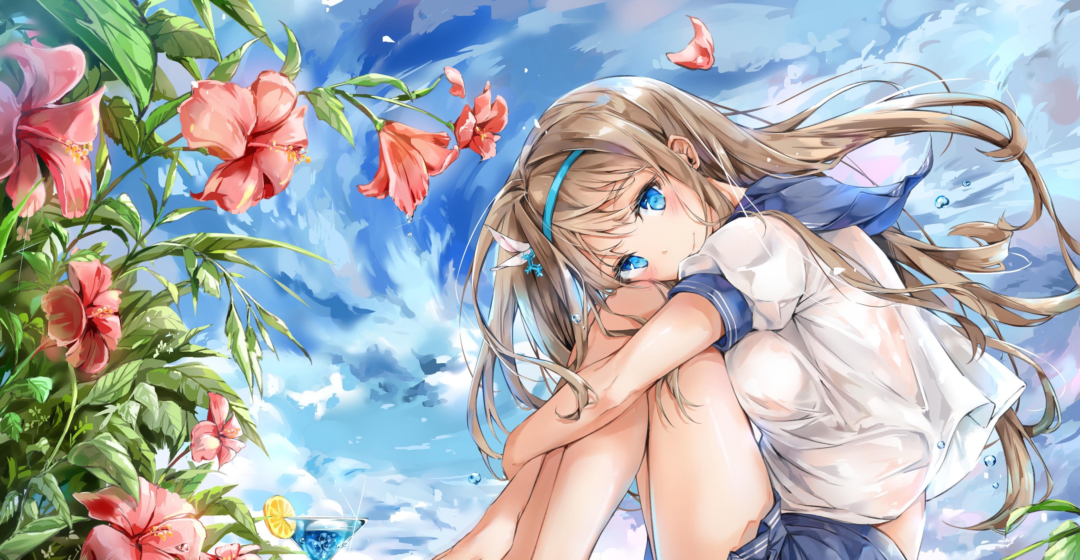 Suomi from Girls Frontline with flowers HD Wallpaper