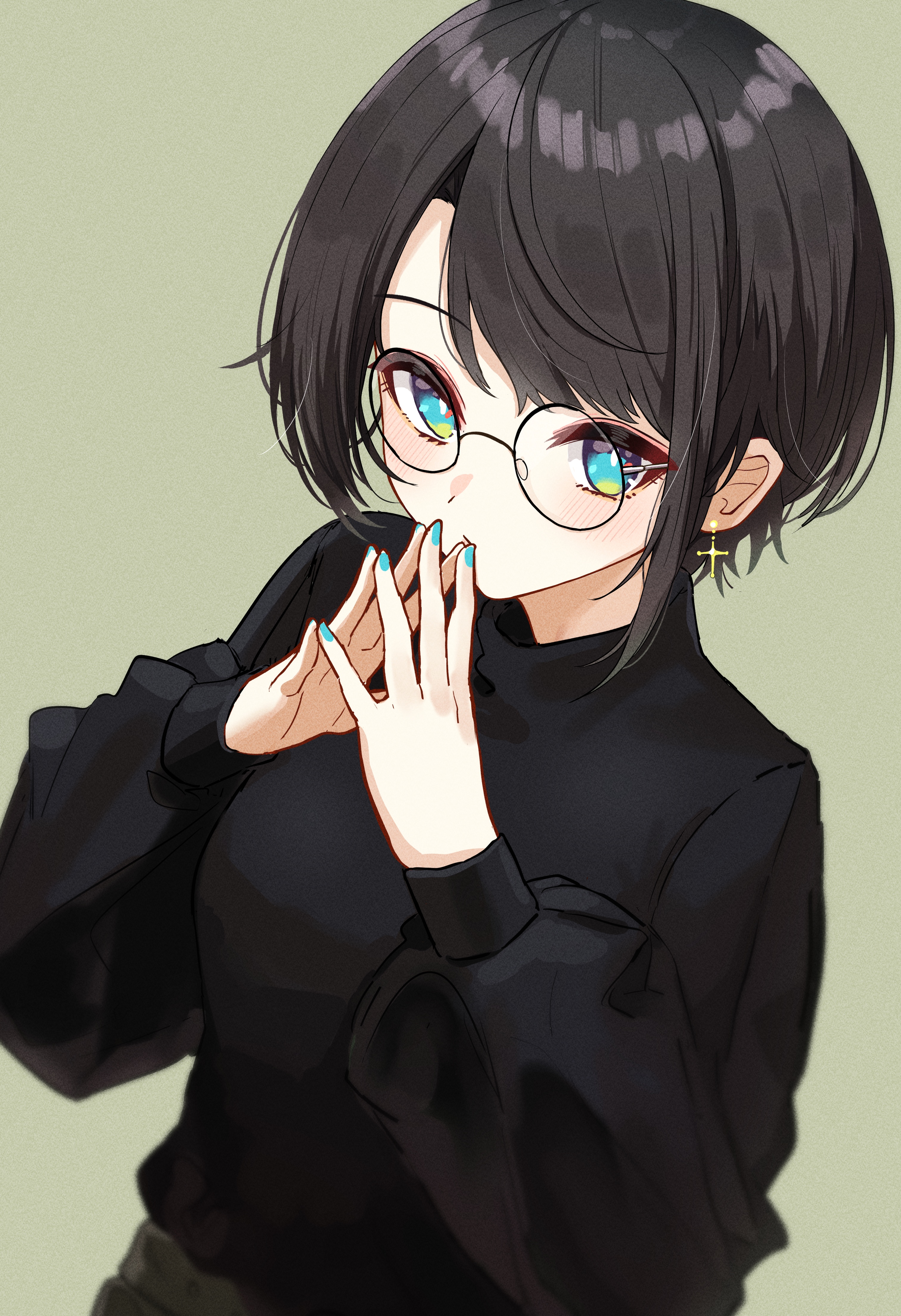 Oozora Subaru wearing glasses and a black turtleneck HD Phone Wallpaper