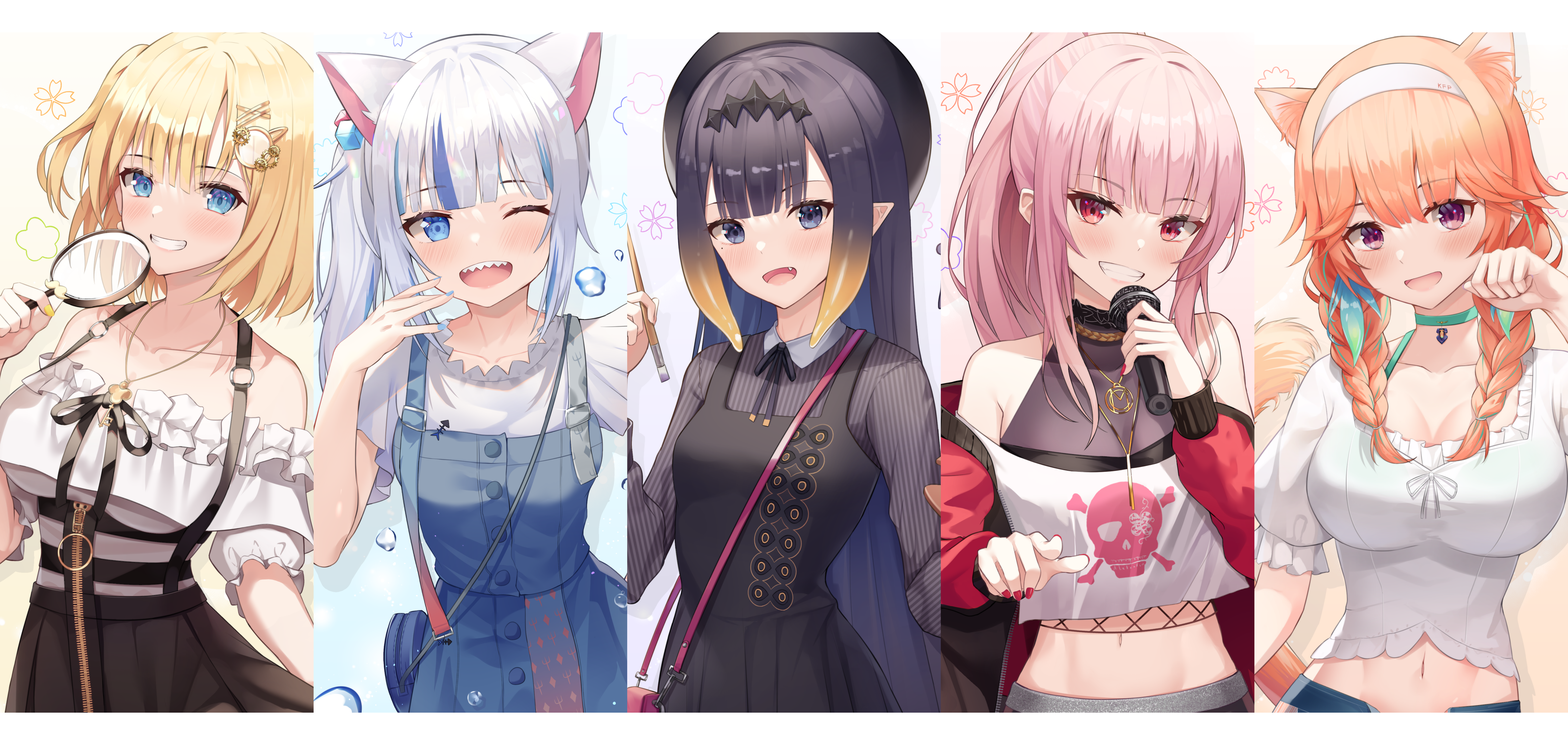 Hololive: Watson Amelia, Gawr Gura, Ninomae Inanis, Mori Calliope, Takanashi Kiara HD Wallpaper