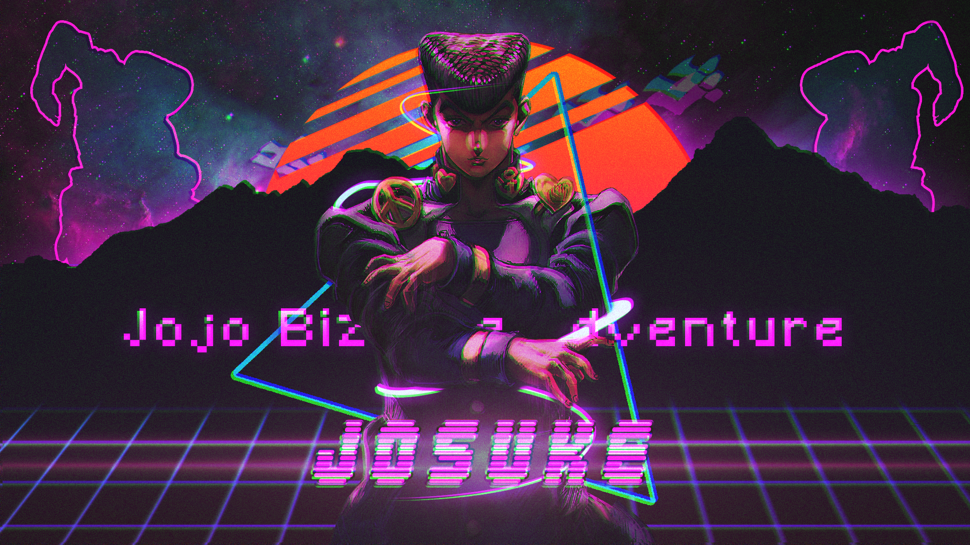Josuke Higashikata JoJo's Bizarre Adventure Retro Art HD Wallpaper