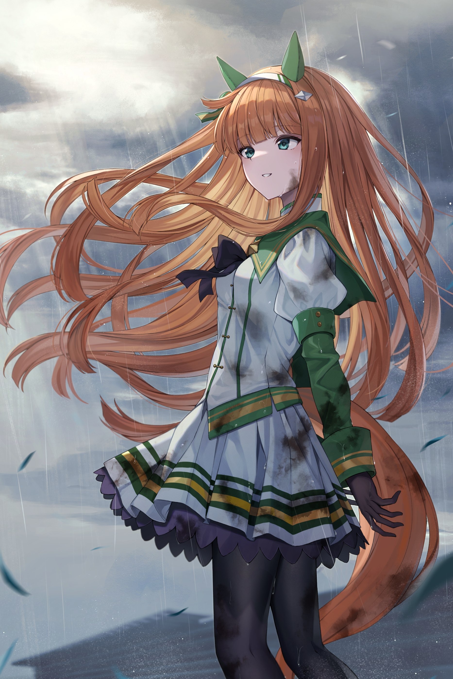 Silence Suzuka from Uma Musume Pretty Derby in the rain HD Phone Wallpaper