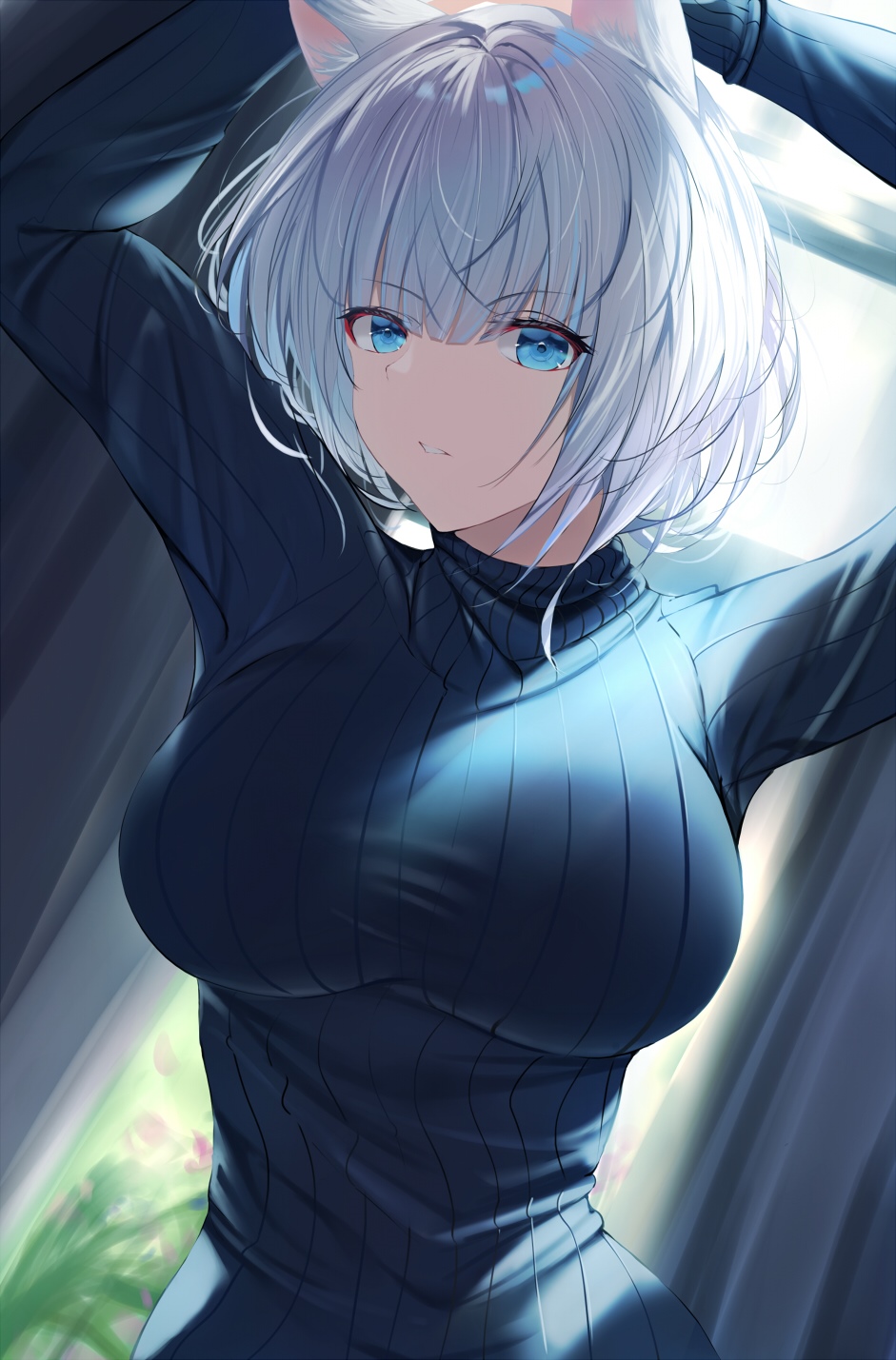Azur Lane Kaga with silver hair and blue eyes HD Phone Wallpaper