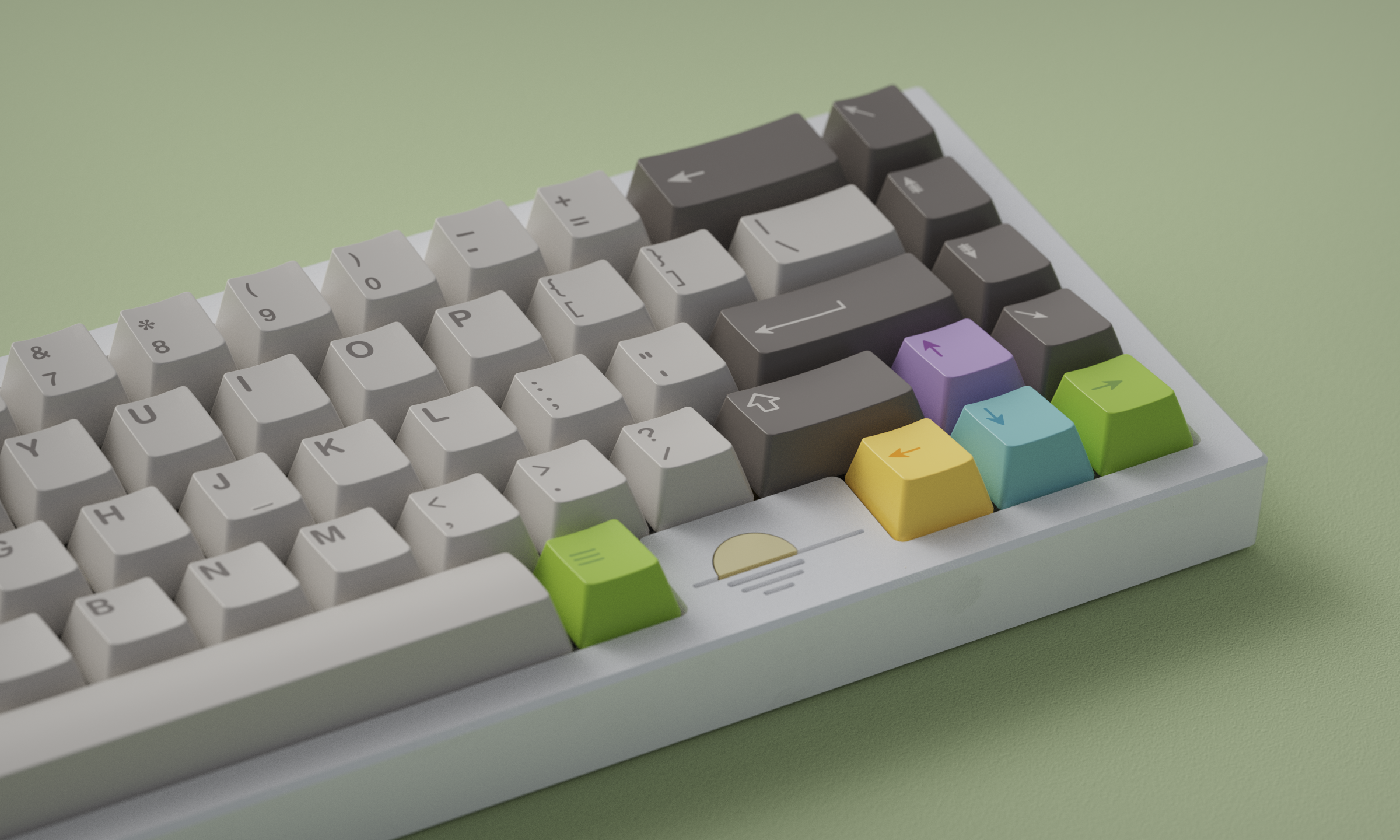 White mechanical keyboard with colorful arrow keys HD Wallpaper