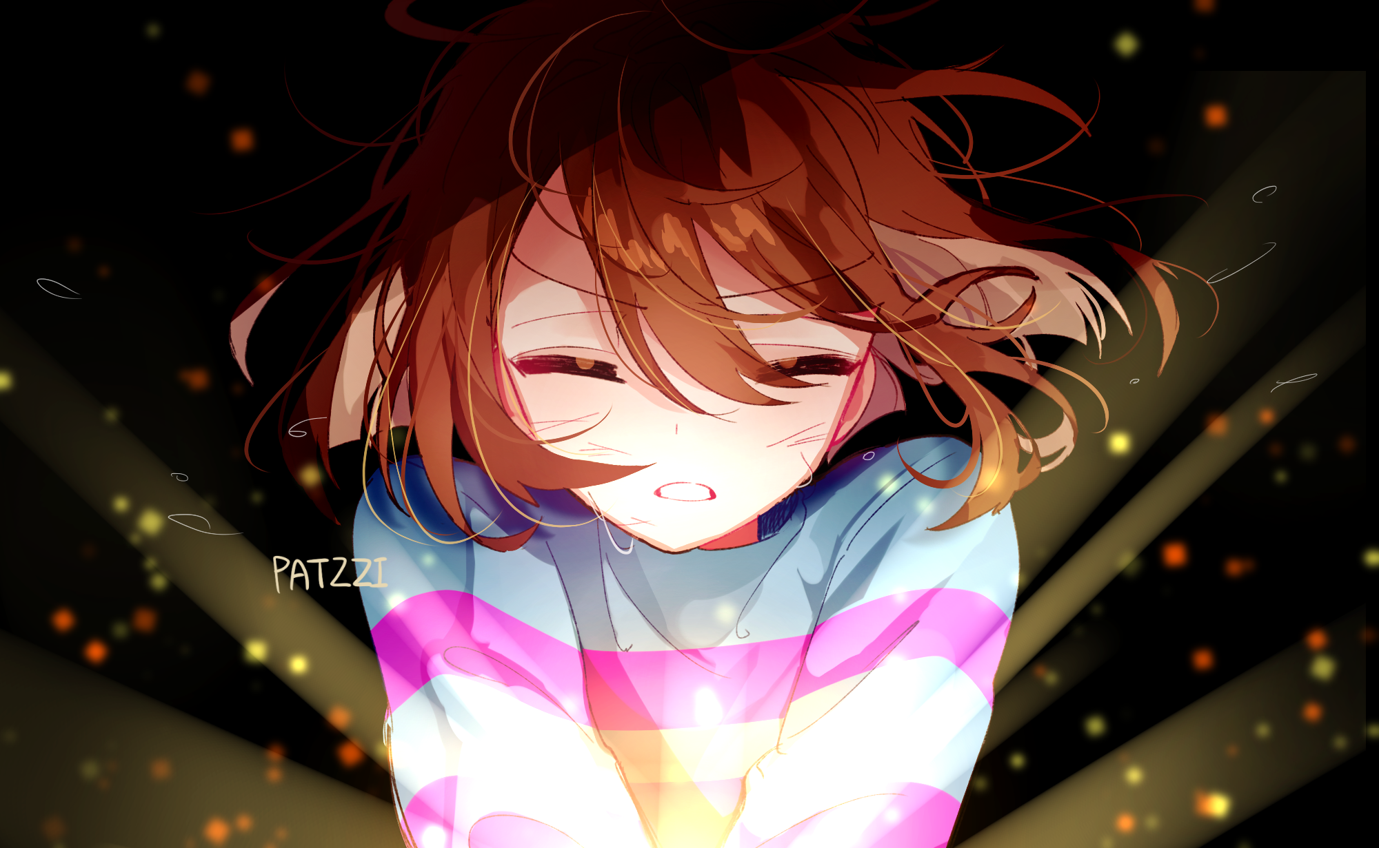 Frisk from Undertale crying with glowing light HD Wallpaper