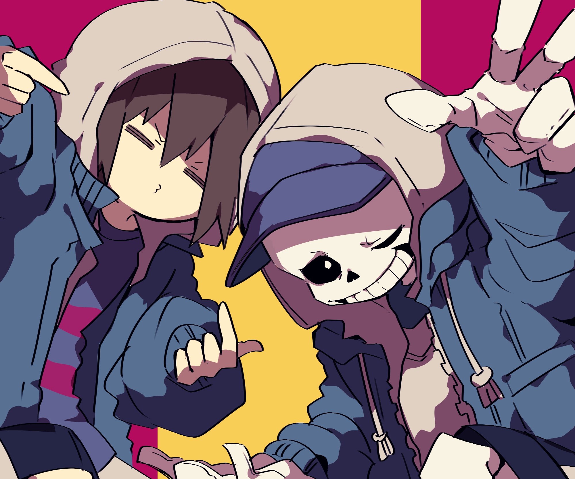 Frisk and Sans from Undertale posing HD Wallpaper