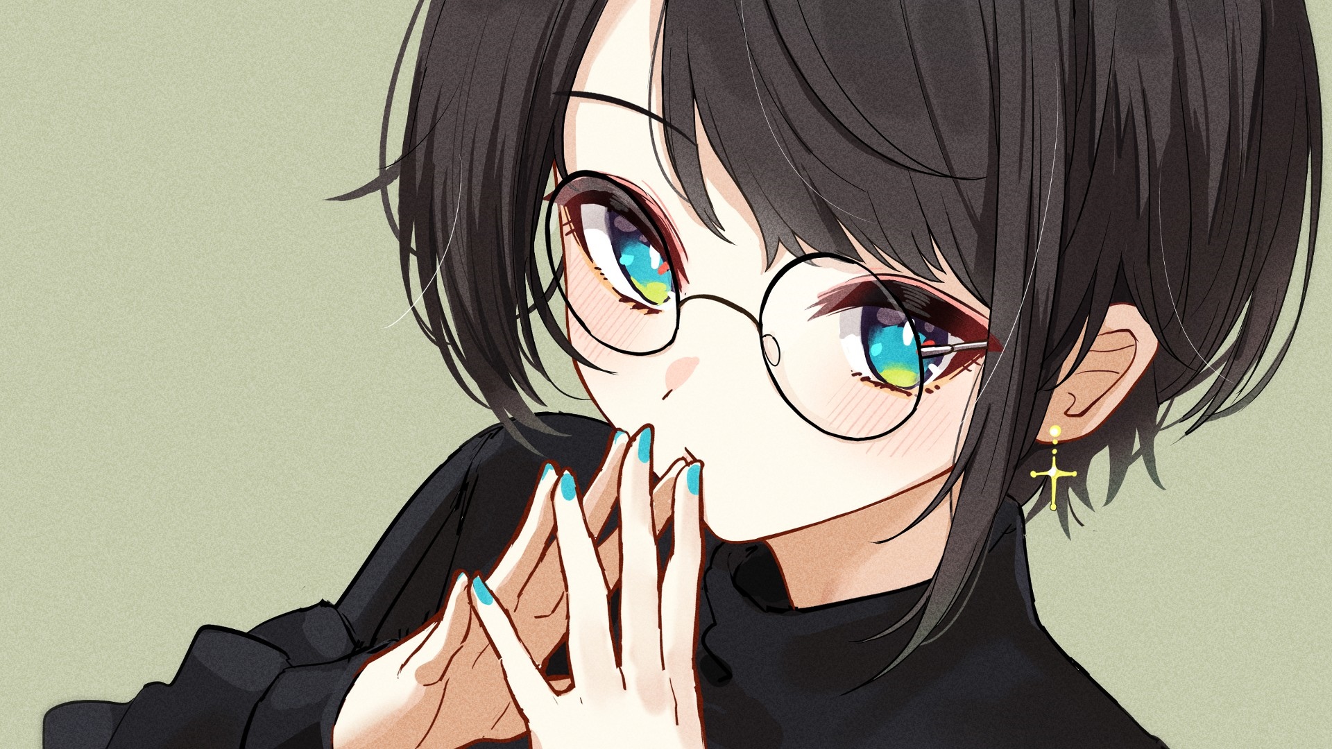 Oozora Subaru wearing glasses with blue eyes HD Wallpaper
