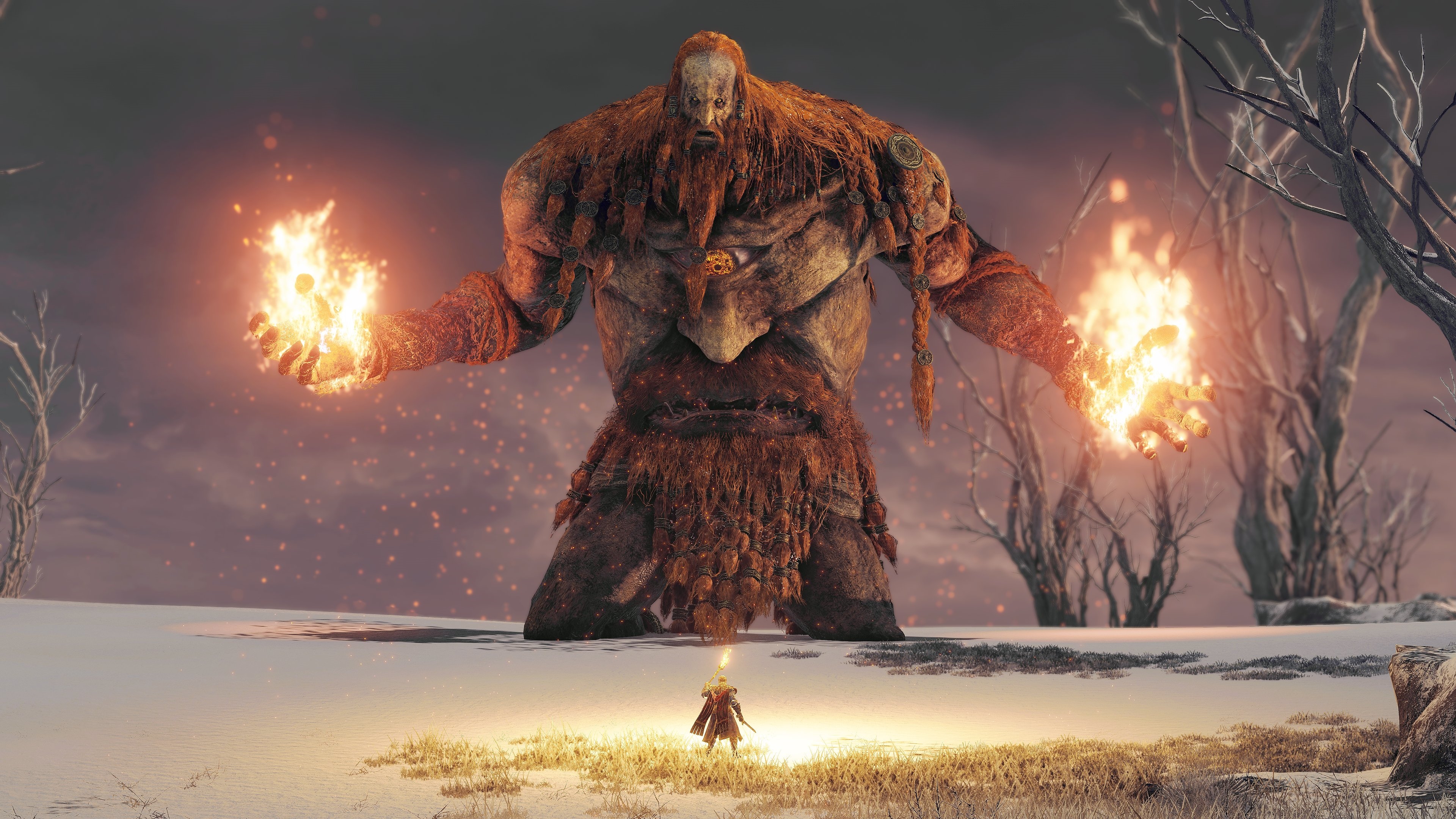 4K Elden Ring Fire Giant Battle HD Wallpaper