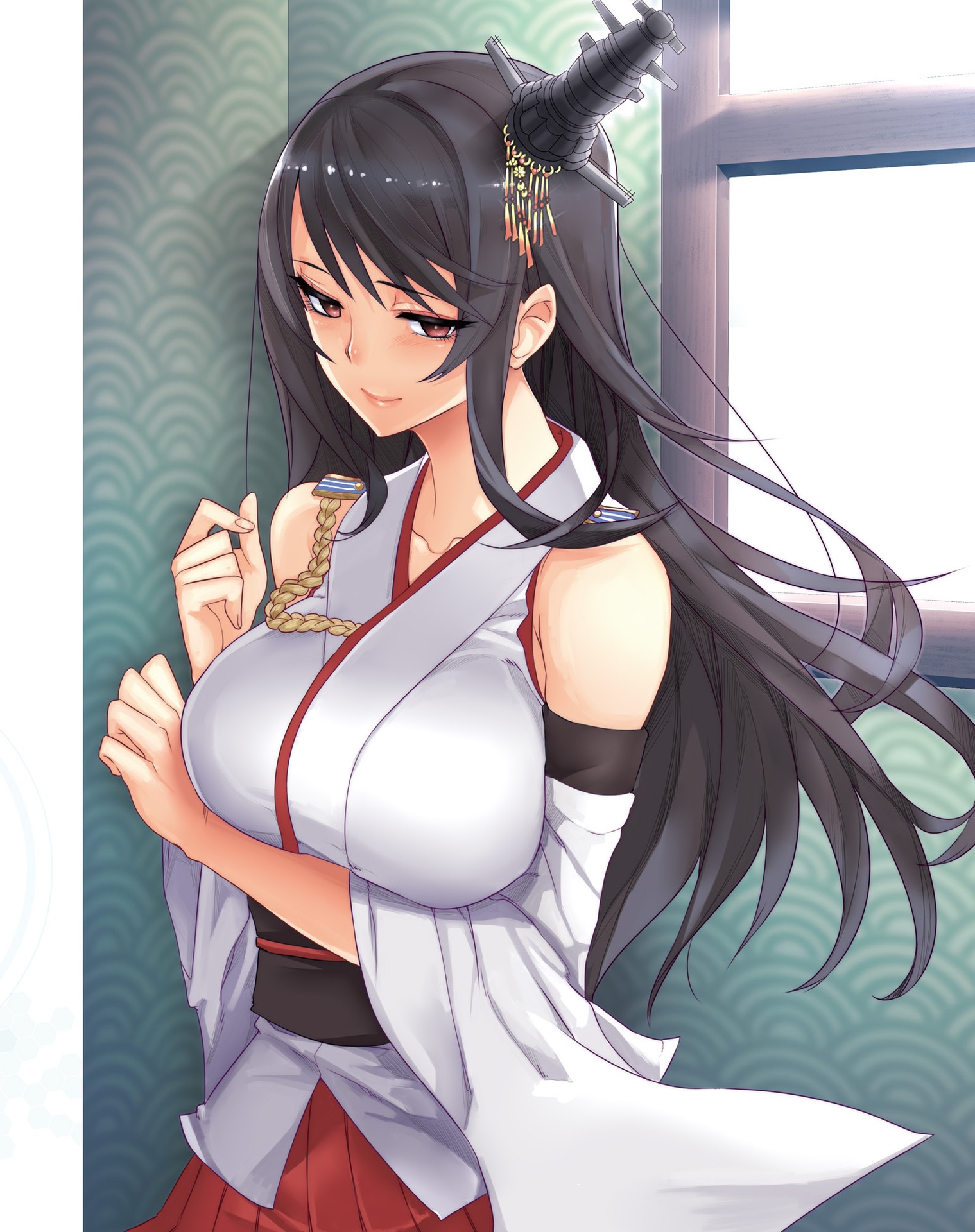 Fusou from Kantai Collection in Japanese clothes HD Phone Wallpaper