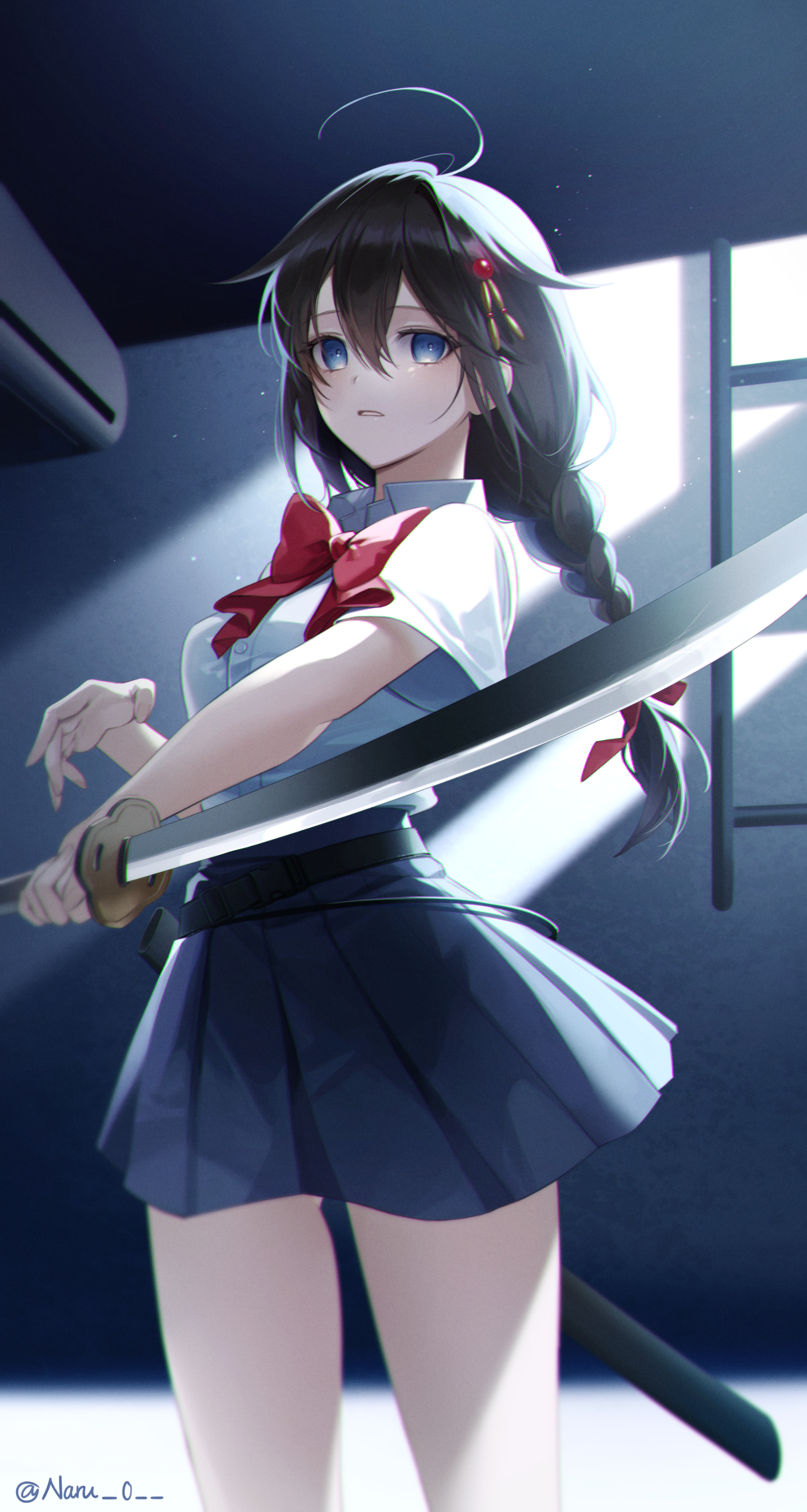 Shigure from Kantai Collection with a katana HD Phone Wallpaper