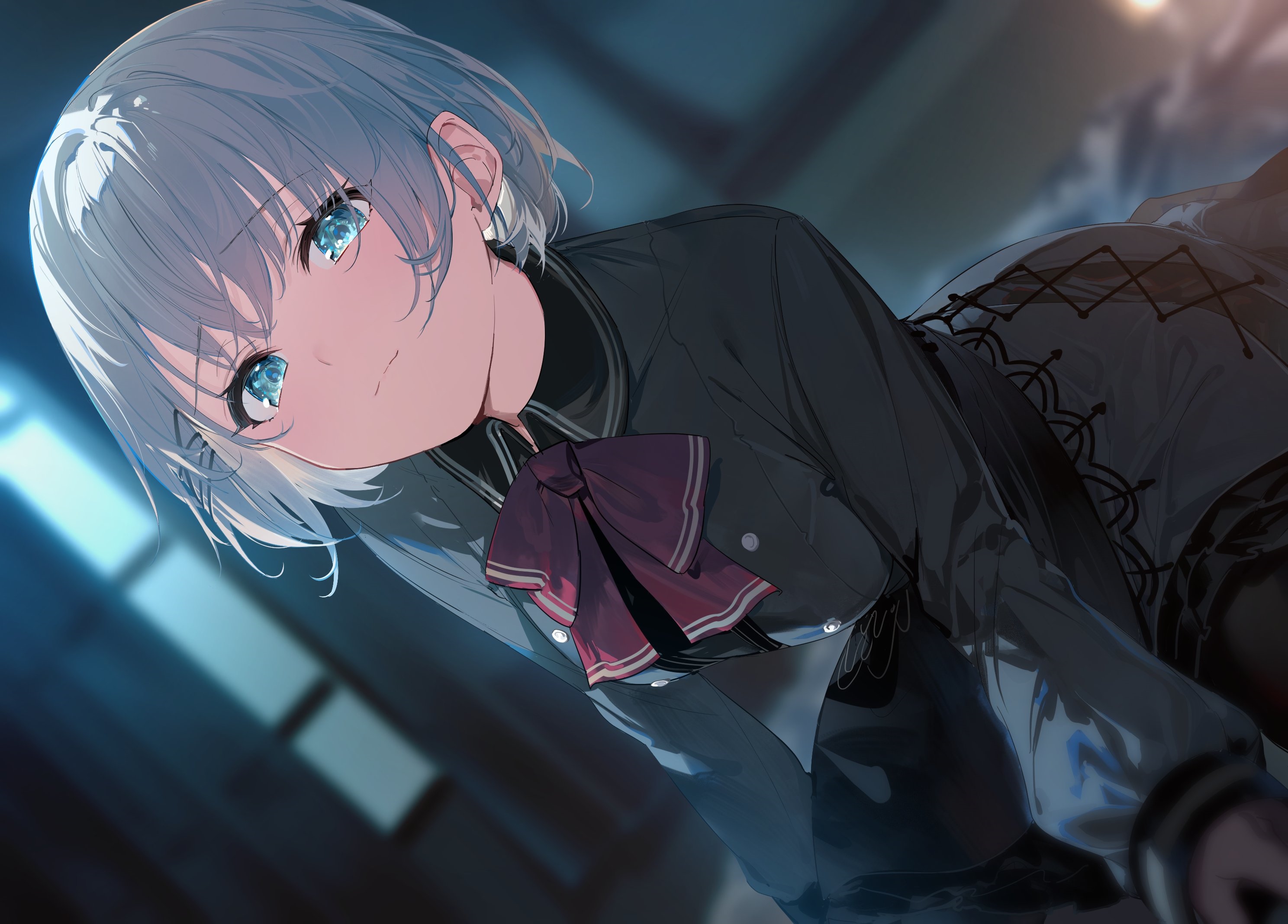 Siesta from Tantei Wa Mou Shindeiru with silver hair and blue eyes HD Wallpaper