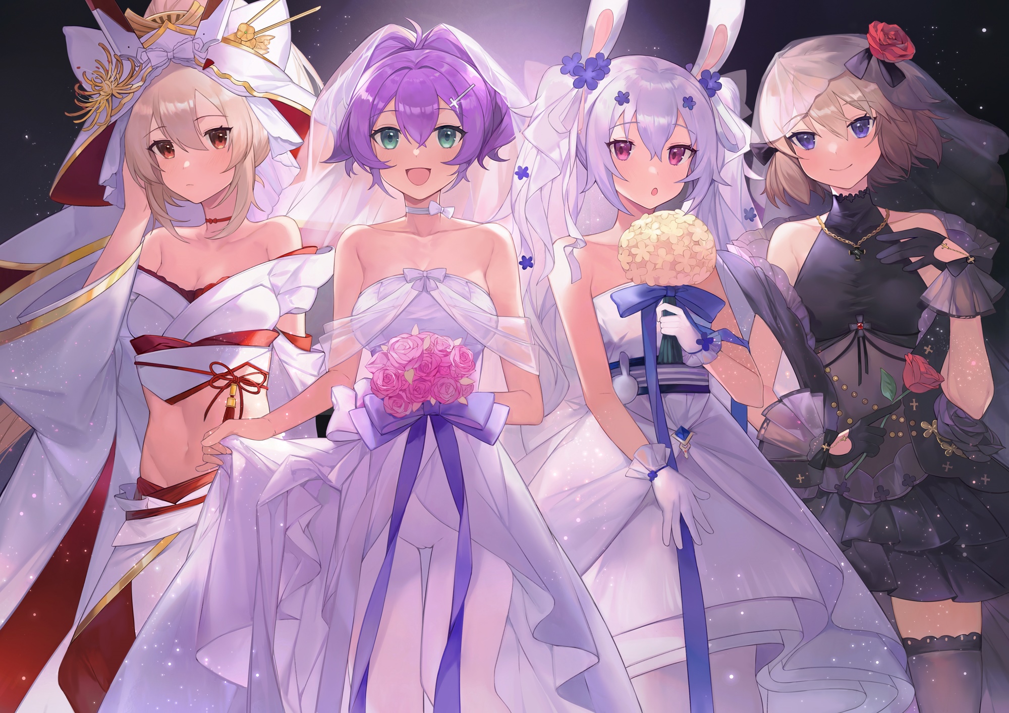 Azur Lane characters in wedding dresses HD Wallpaper