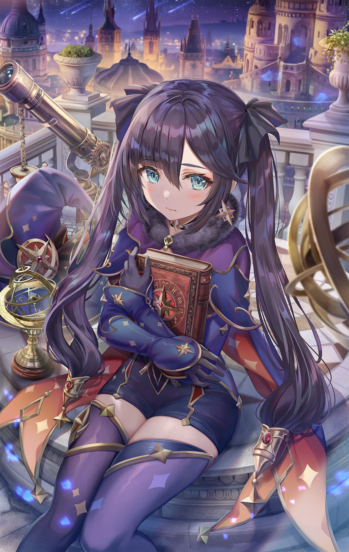 Mona from Genshin Impact holding a book HD Phone Wallpaper