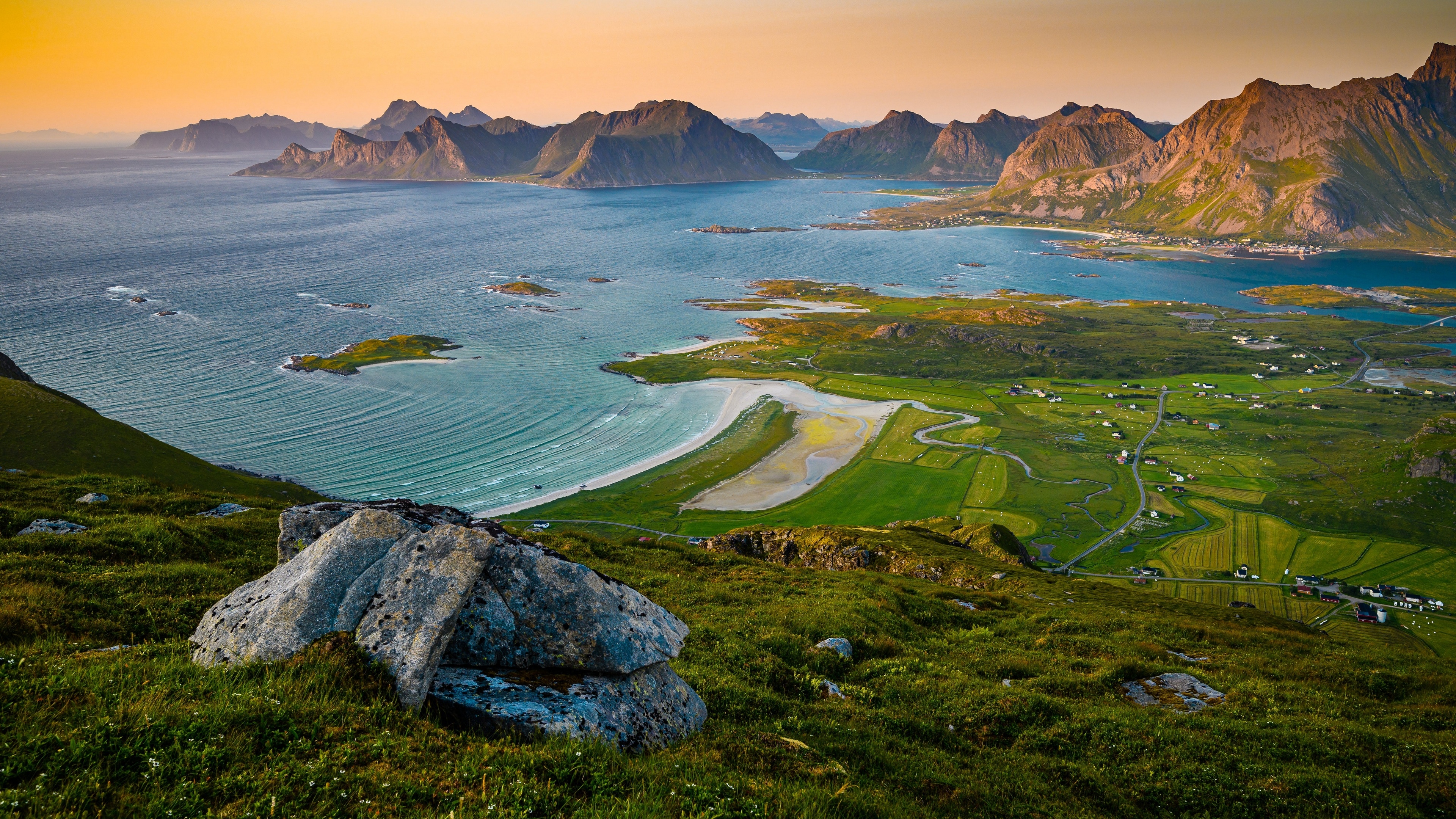 4K Lofoten Norway Landscape with Mountains and Sea HD Wallpaper