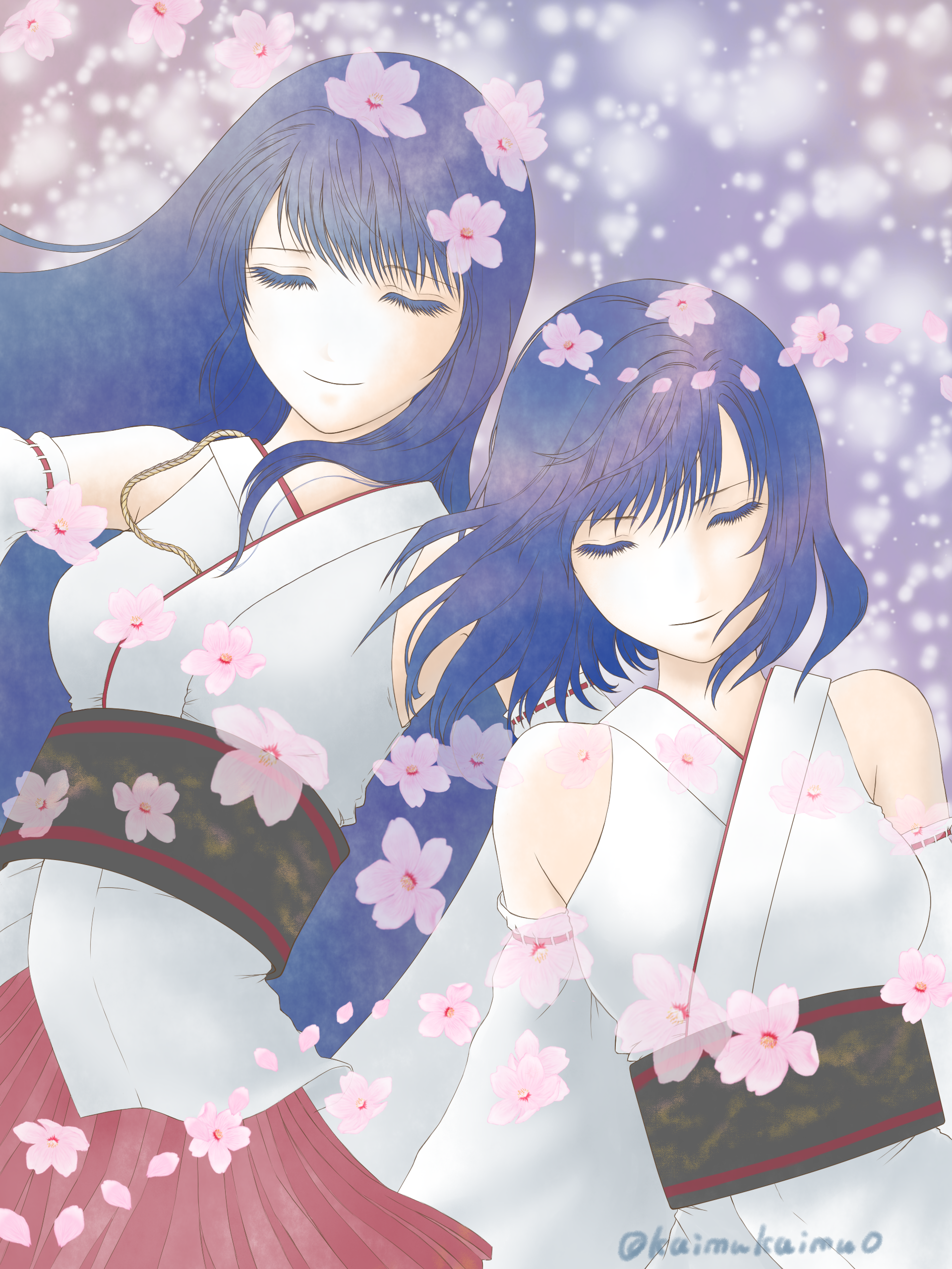 Fusou and Yamashiro from Kantai Collection with cherry blossoms HD Phone Wallpaper