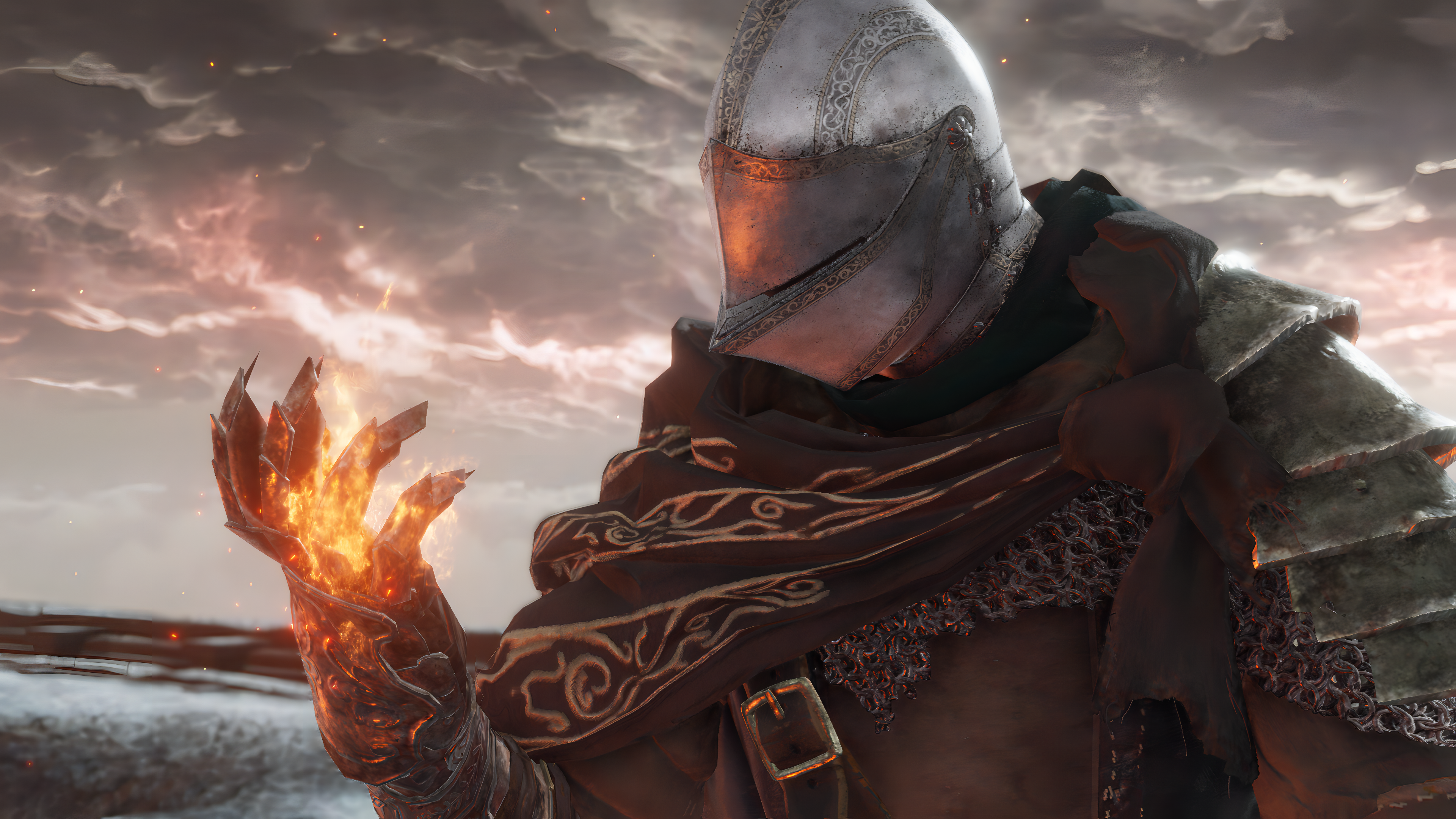 Elden Ring knight with fiery hand HD Wallpaper