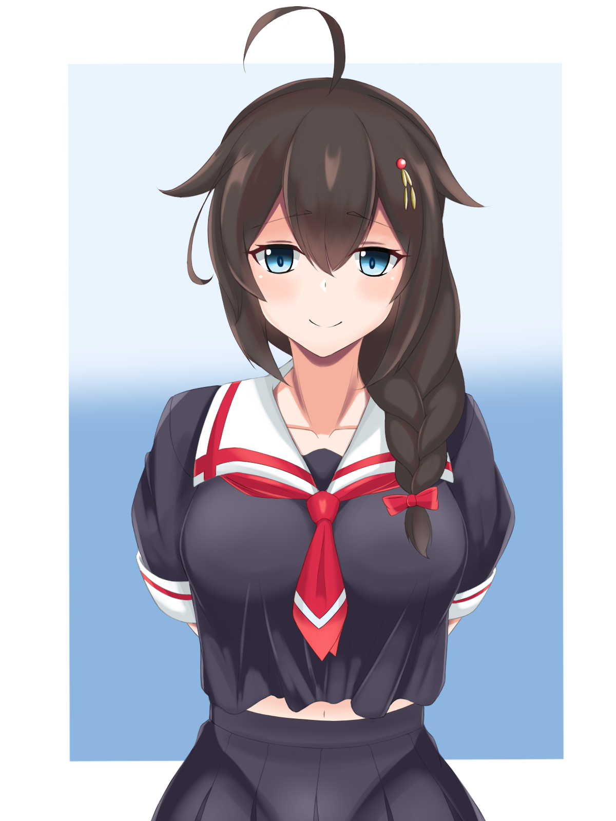 Shigure in a school uniform, Kantai Collection fan art HD Phone Wallpaper