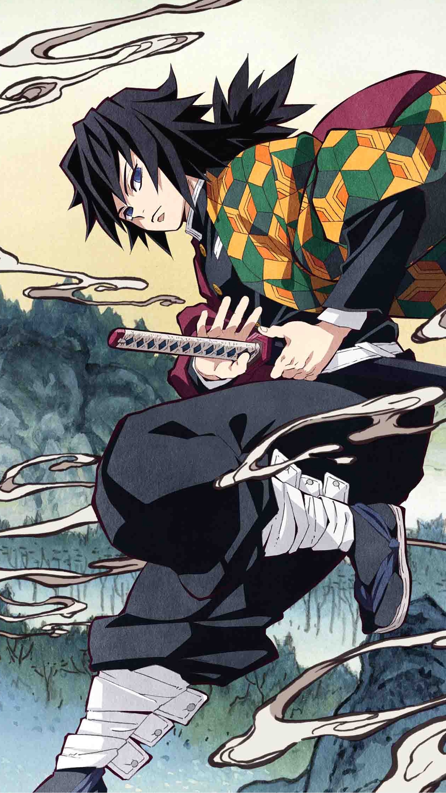 Giyu Tomioka from Kimetsu no Yaiba with sword HD Phone Wallpaper