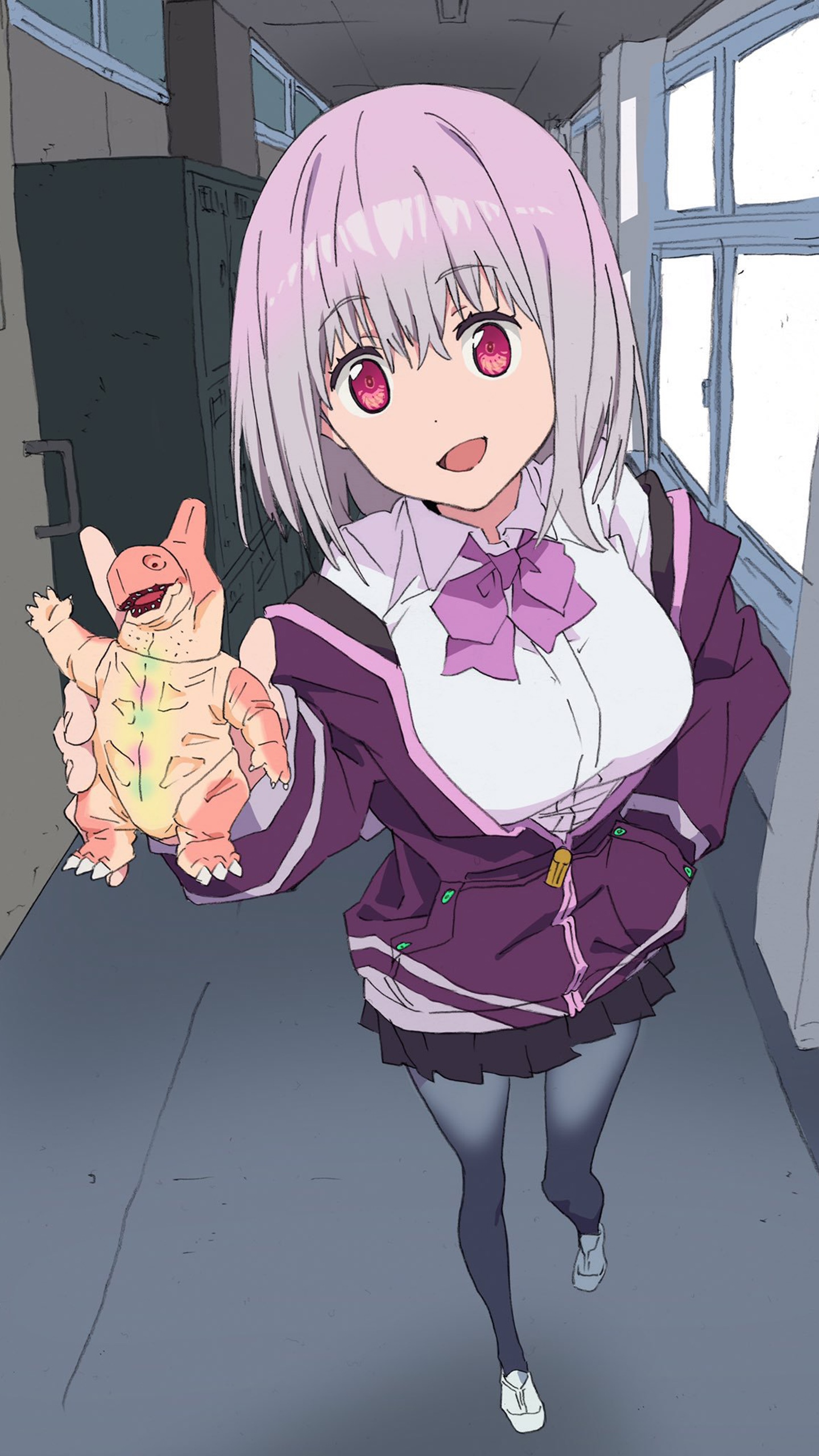 SSSS.GRIDMAN Shinjou Akane holding a toy HD Phone Wallpaper